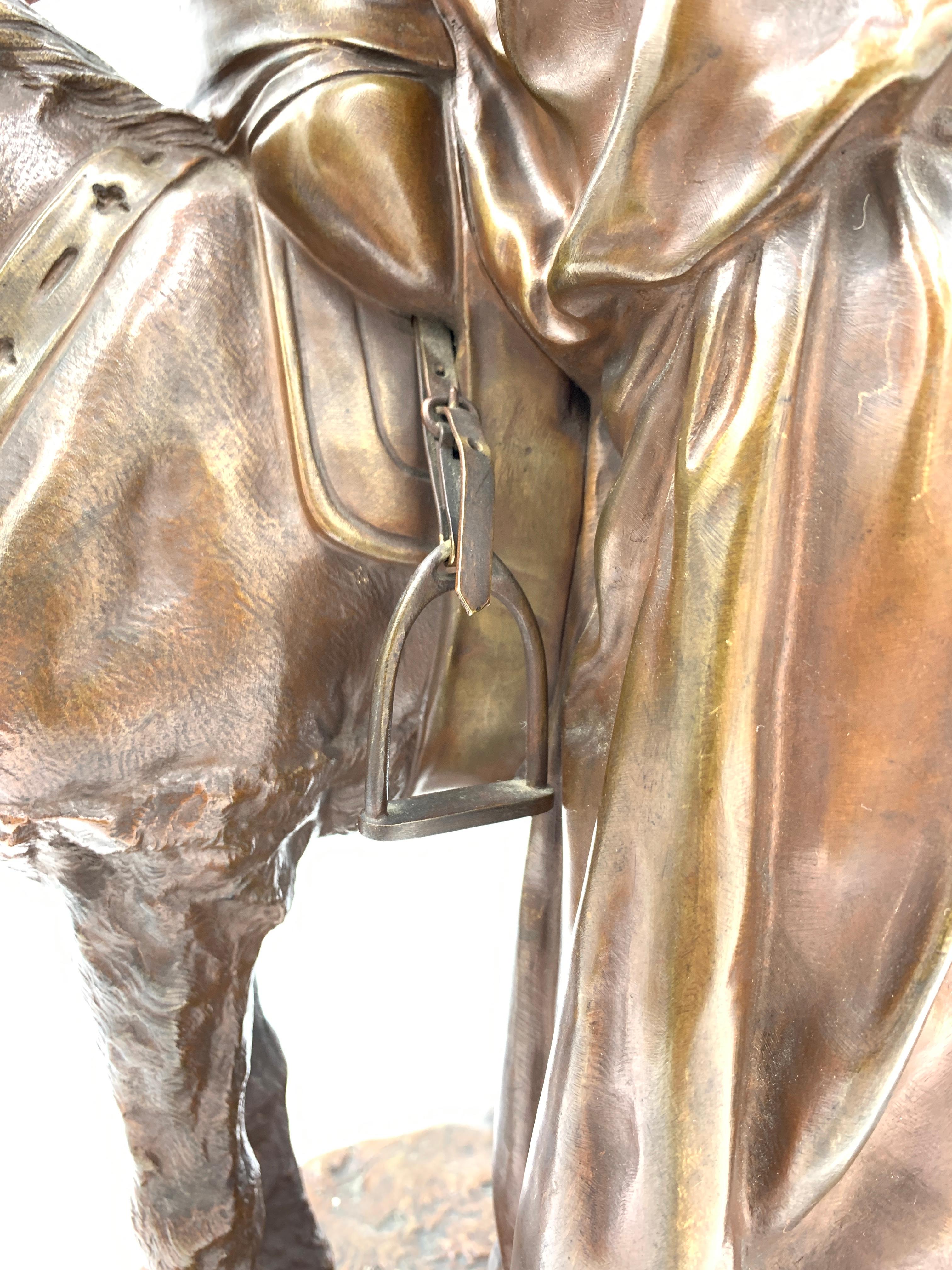 Grupo francés de bronce patinado de una figura y un asno, titulado Anier Du Caire en venta 3