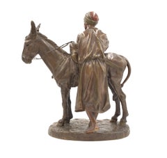 French Patinated Bronze Group of a Figure and Donkey, Entitled Anier Du Caire