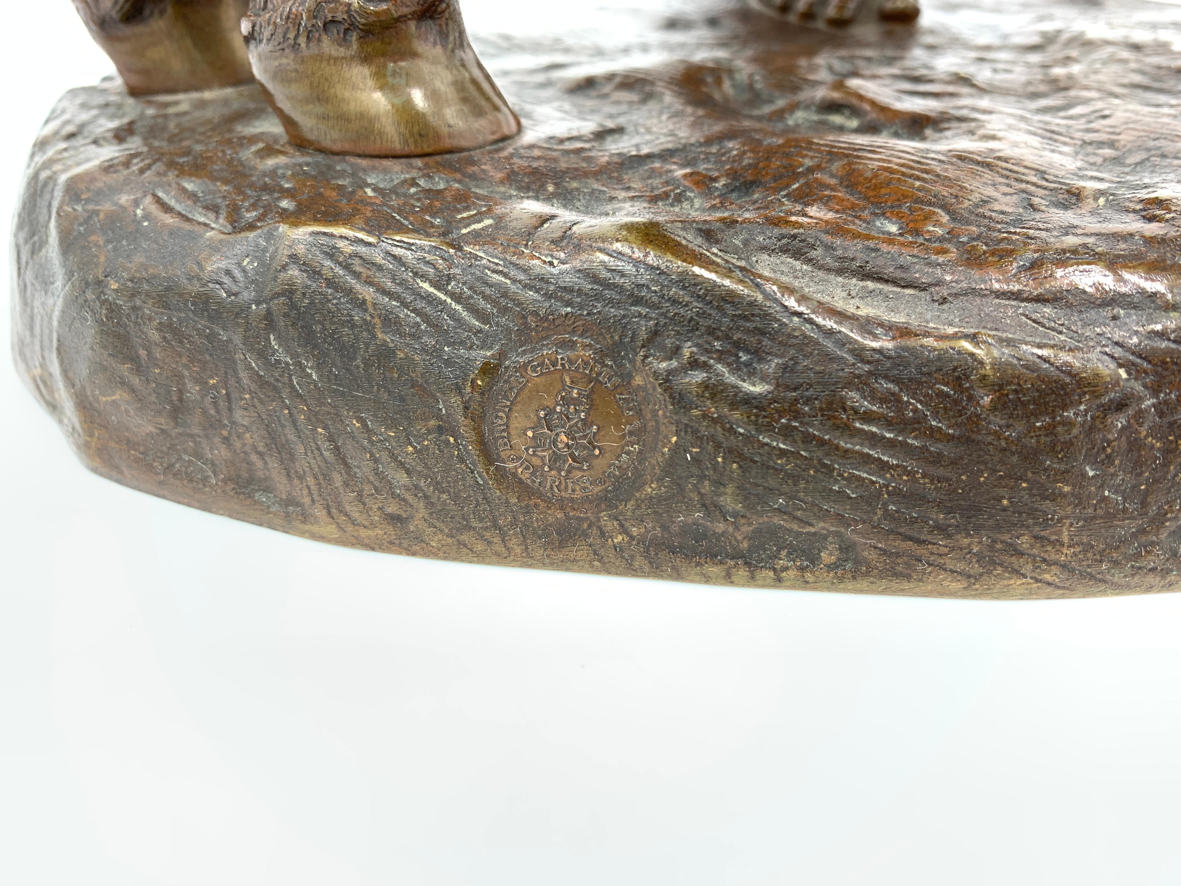 Grupo francés de bronce patinado de una figura y un asno, titulado Anier Du Caire Francés en venta