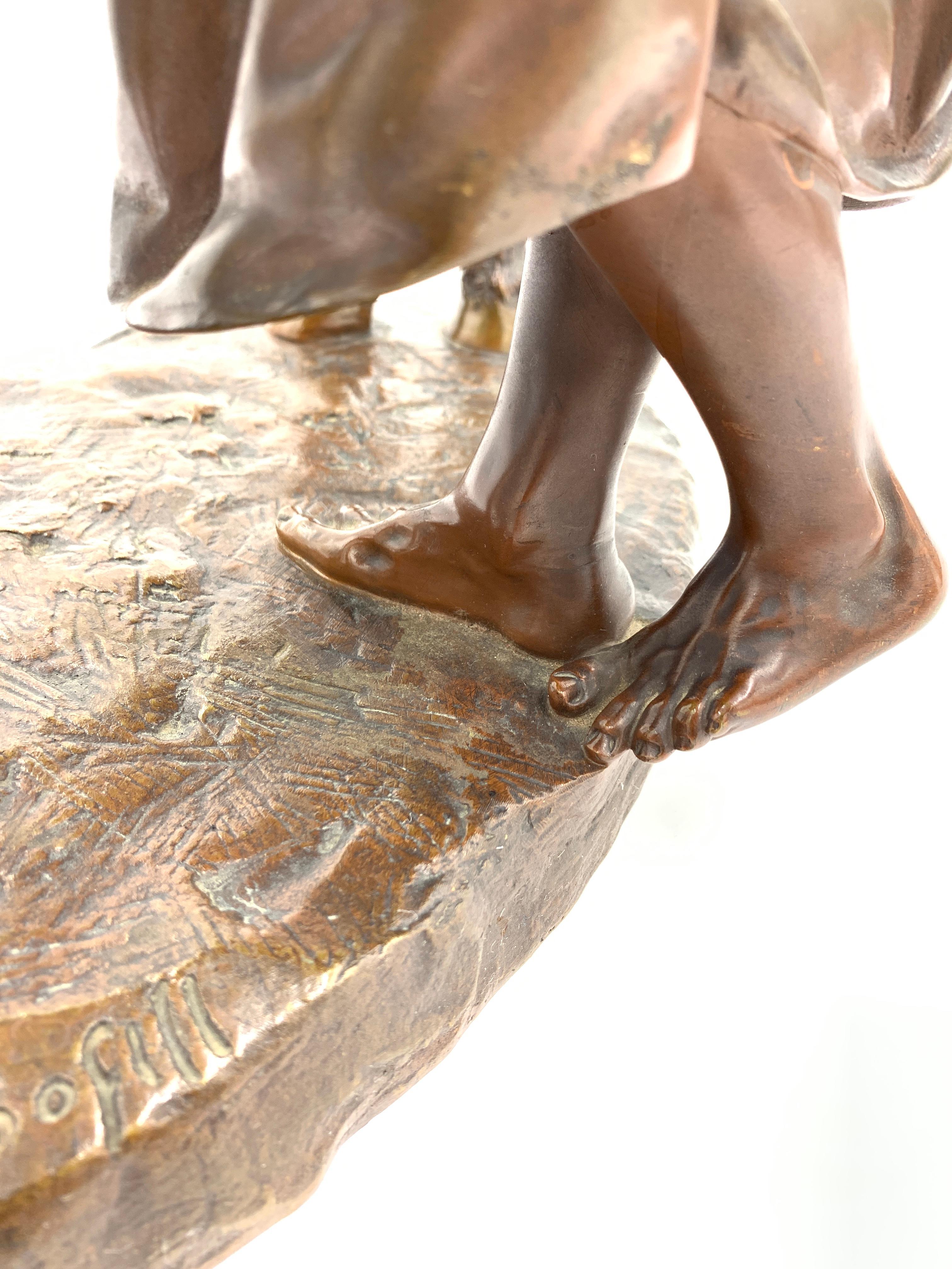 Grupo francés de bronce patinado de una figura y un asno, titulado Anier Du Caire en venta 1