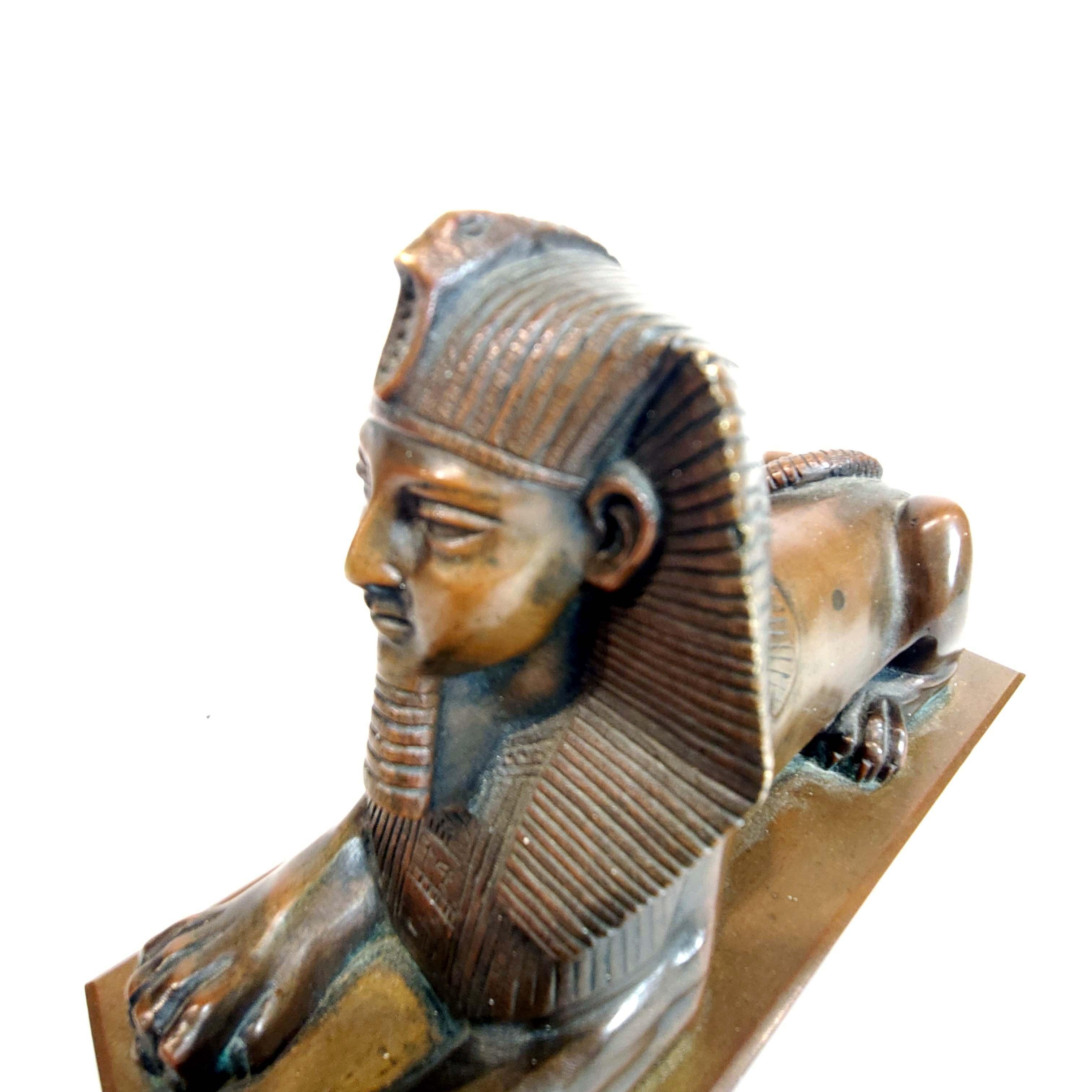 Egyptian Revival French Patinated Bronze Sphynx Sculpture 19C.