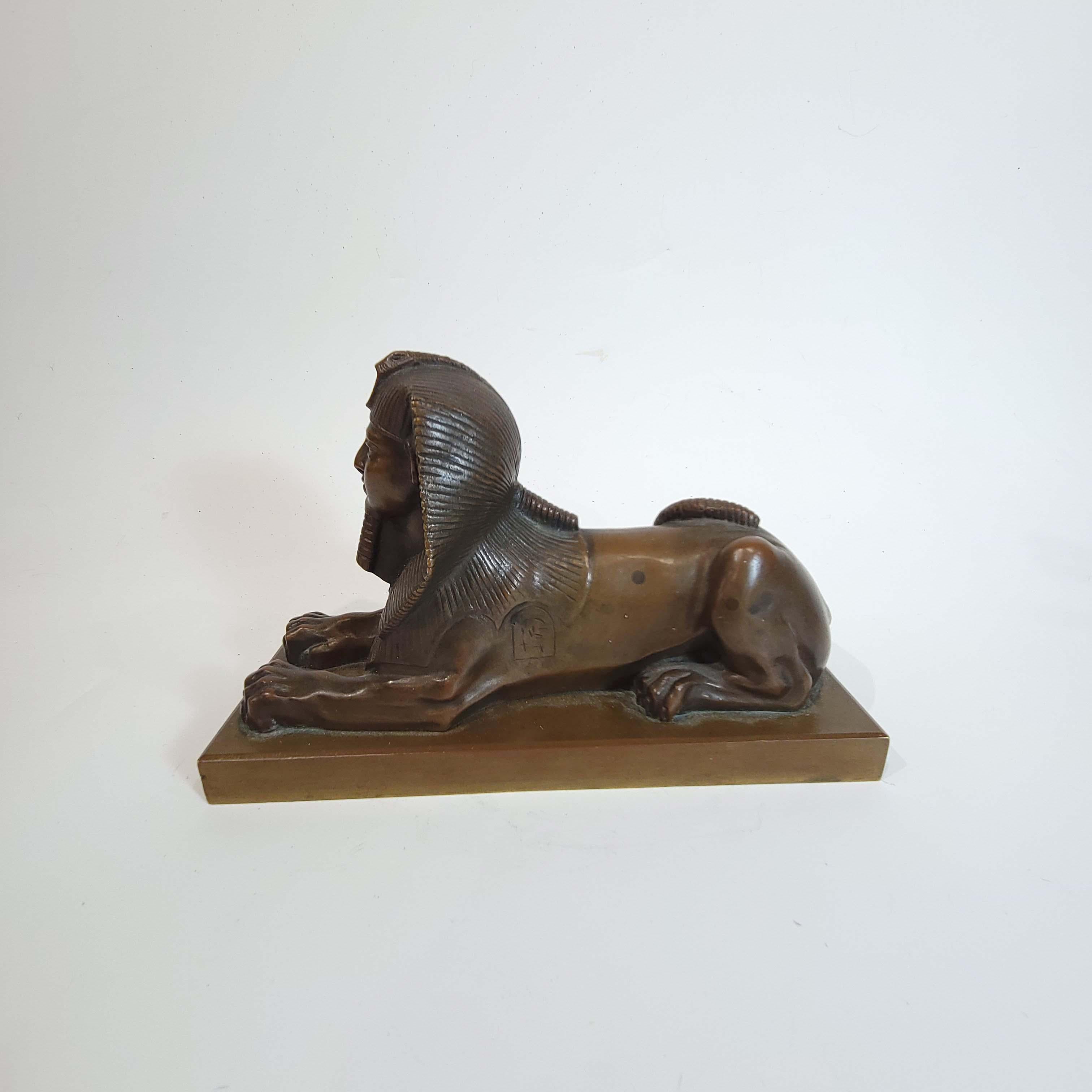 French Patinated Bronze Sphynx Sculpture 19C. In Good Condition In New York, NY
