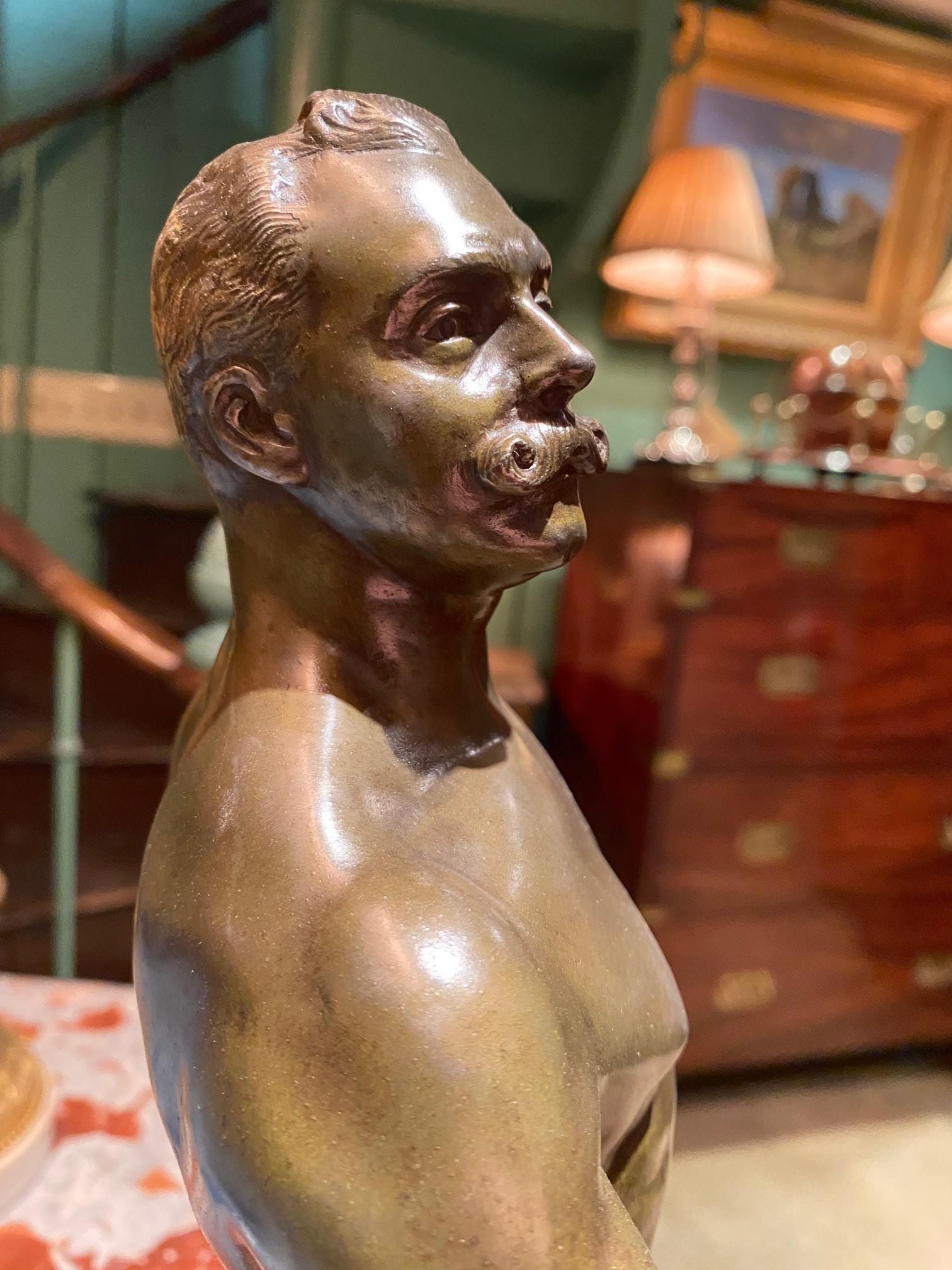 A French Patinated Metal Model Nude Body Builder After A Model By Rene Paris For Sale 7
