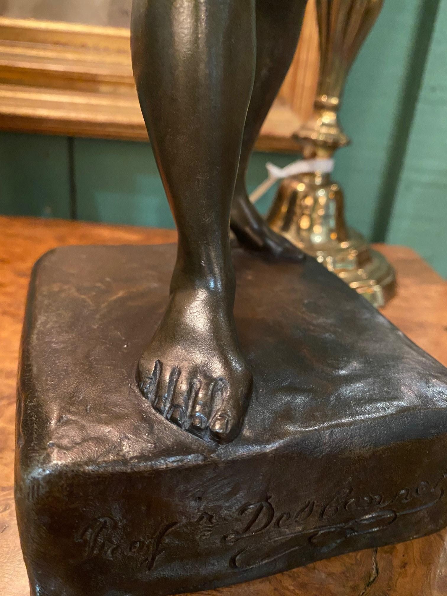 A French Patinated Metal Model Nude Body Builder After A Model By Rene Paris For Sale 11