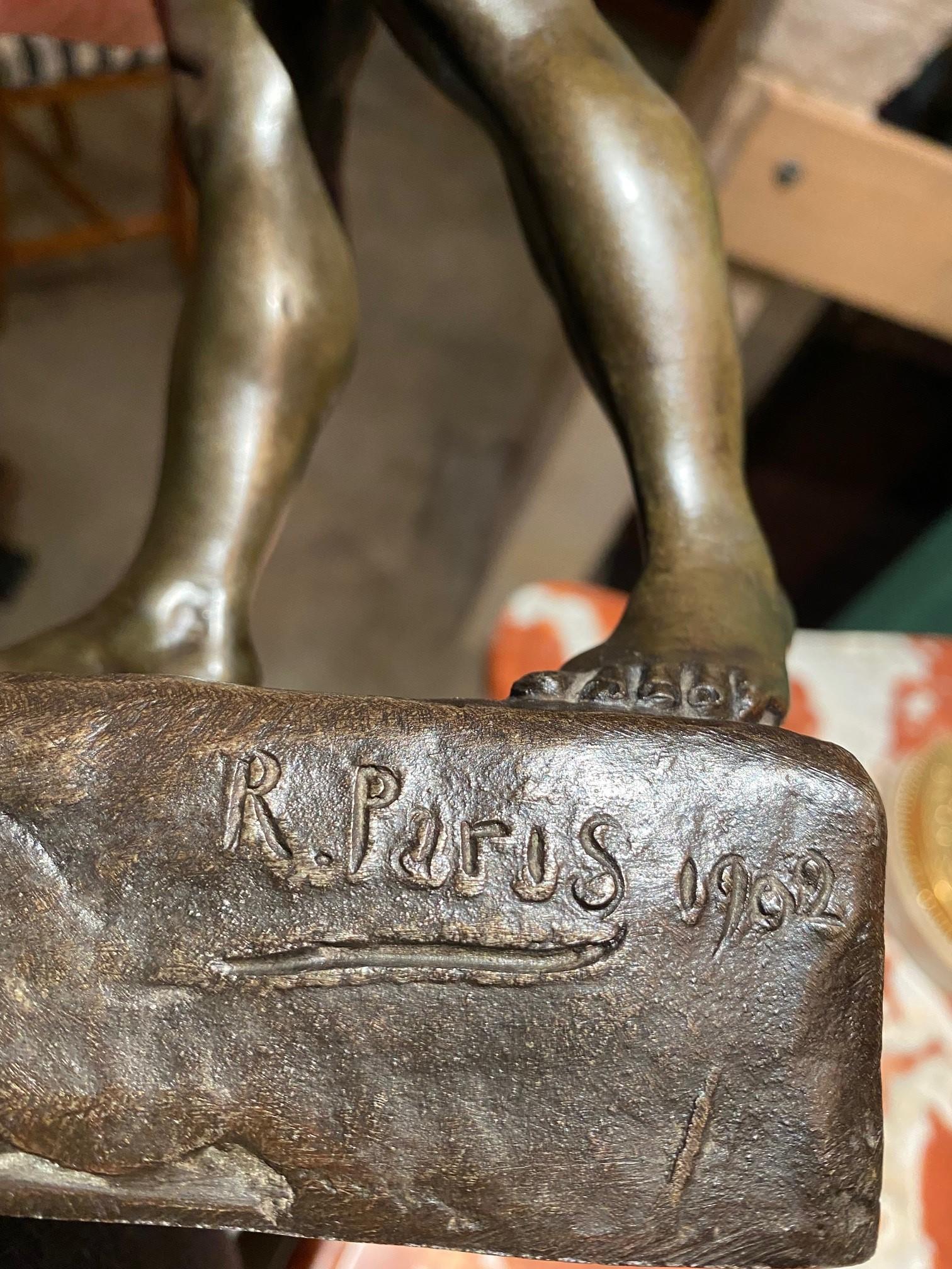 A French Patinated Metal Model Nude Body Builder After A Model By Rene Paris For Sale 3