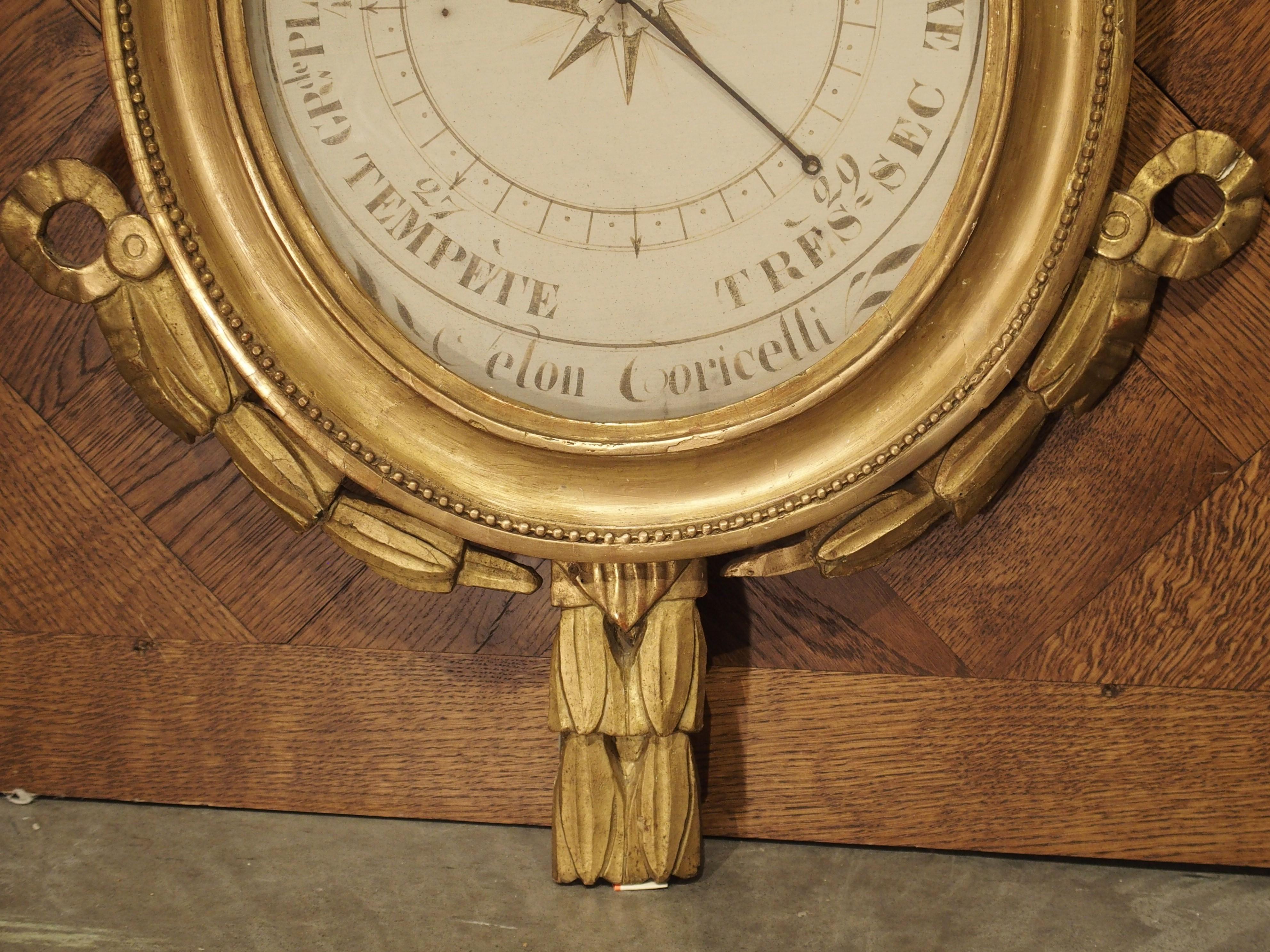 French, Period Louis XVI Giltwood Barometer, circa 1780 In Good Condition In Dallas, TX