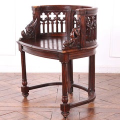 French Pierce-Carved Gothic Revival Desk Chair
