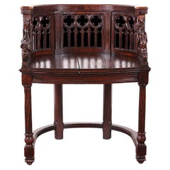 French Pierce-Carved Gothic Revival Desk Chair
