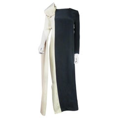 A French Pierre Cardin Couture Peplum Evening Dress in Silk Circa 1975/85