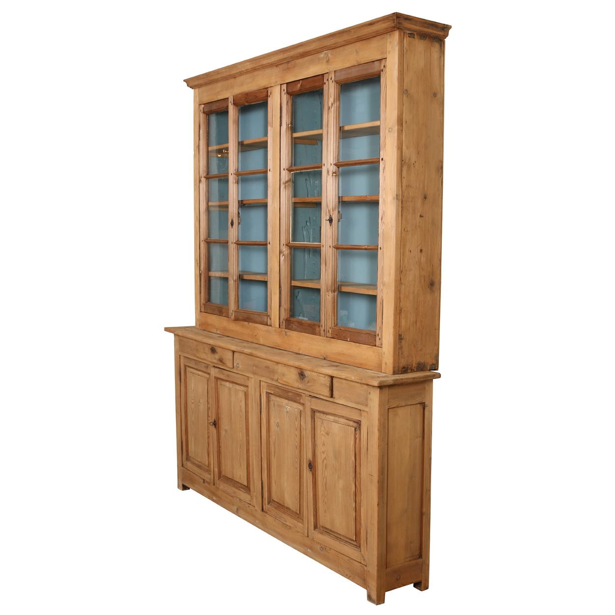 A French Pine Bookcase with Four Doors For Sale 1
