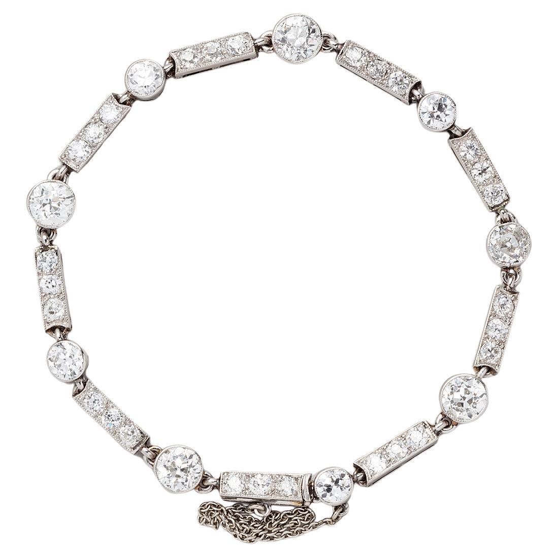 A French Platinum Art Deco Bracelet with Diamonds For Sale