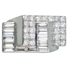 Antique A French Platinum Art Deco Ring with Diamonds