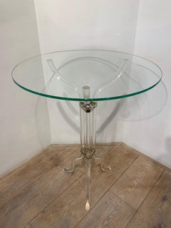 French Plexiglass and Metal Guéridon, 1970s