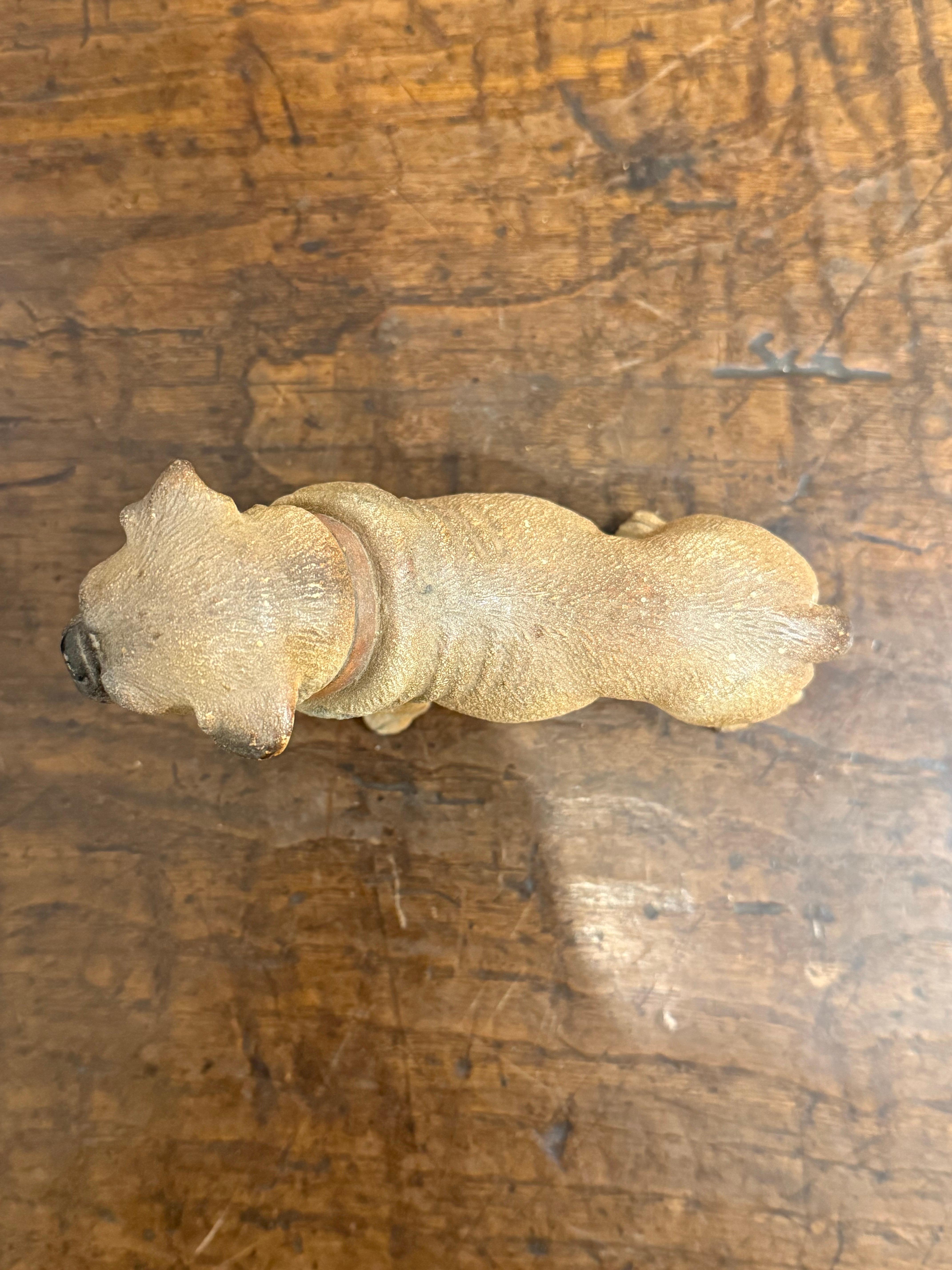 Figura di Mastif in terracotta dipinta in policromia, Francia, XIX secolo in vendita 4
