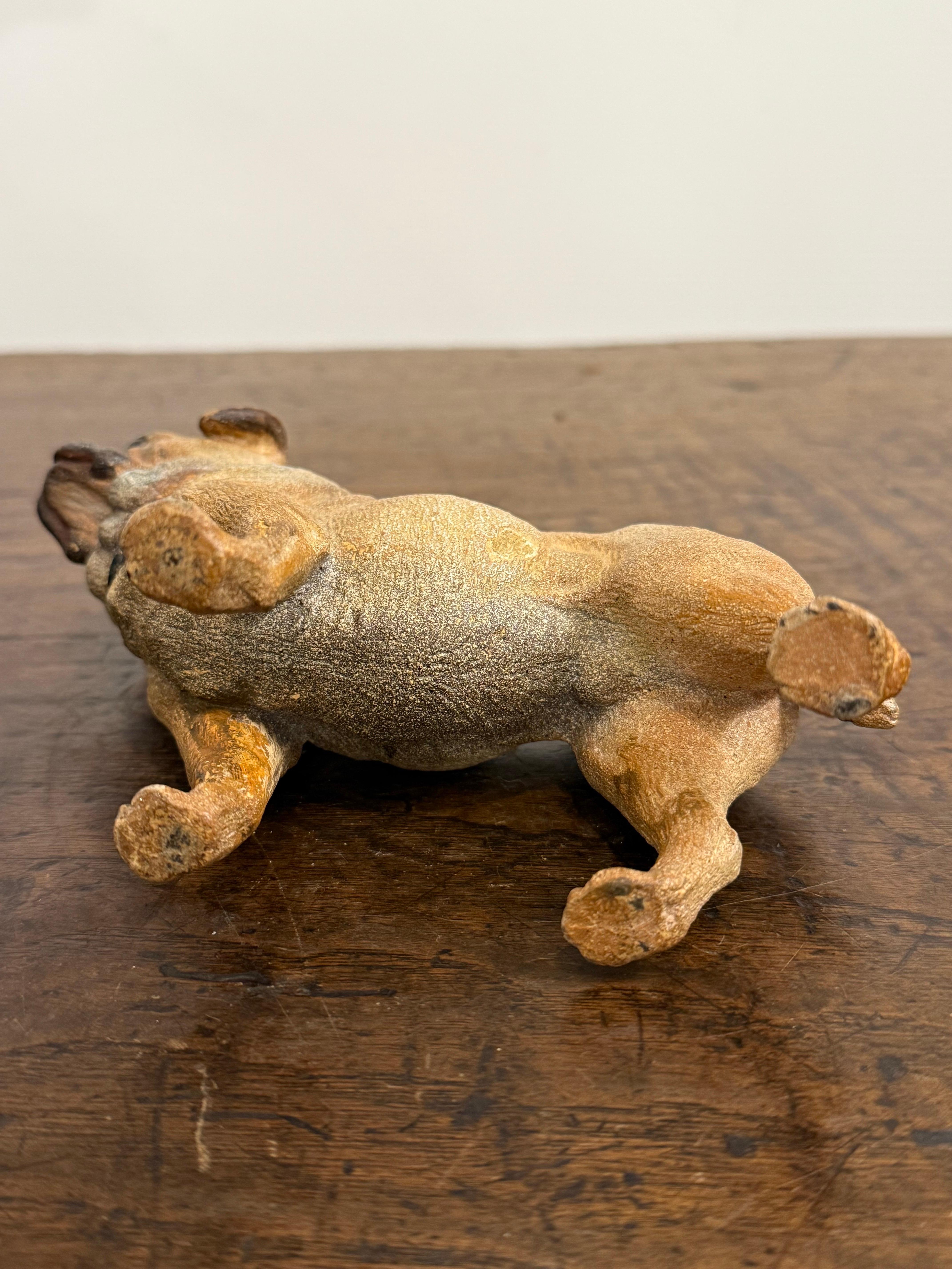 Figura di Mastif in terracotta dipinta in policromia, Francia, XIX secolo in vendita 5