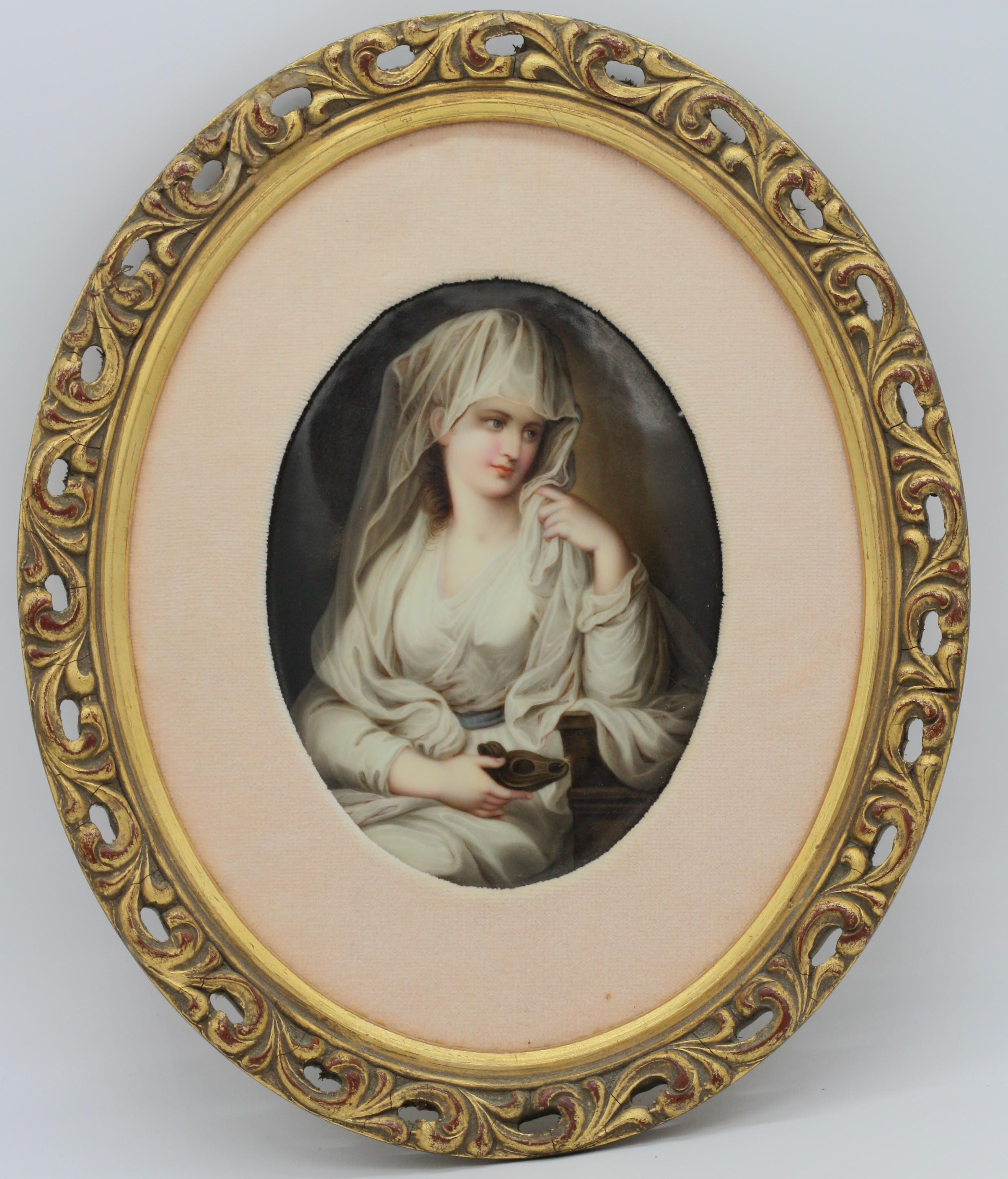 20th Century French Porcelain Oval Portrait Plaque For Sale