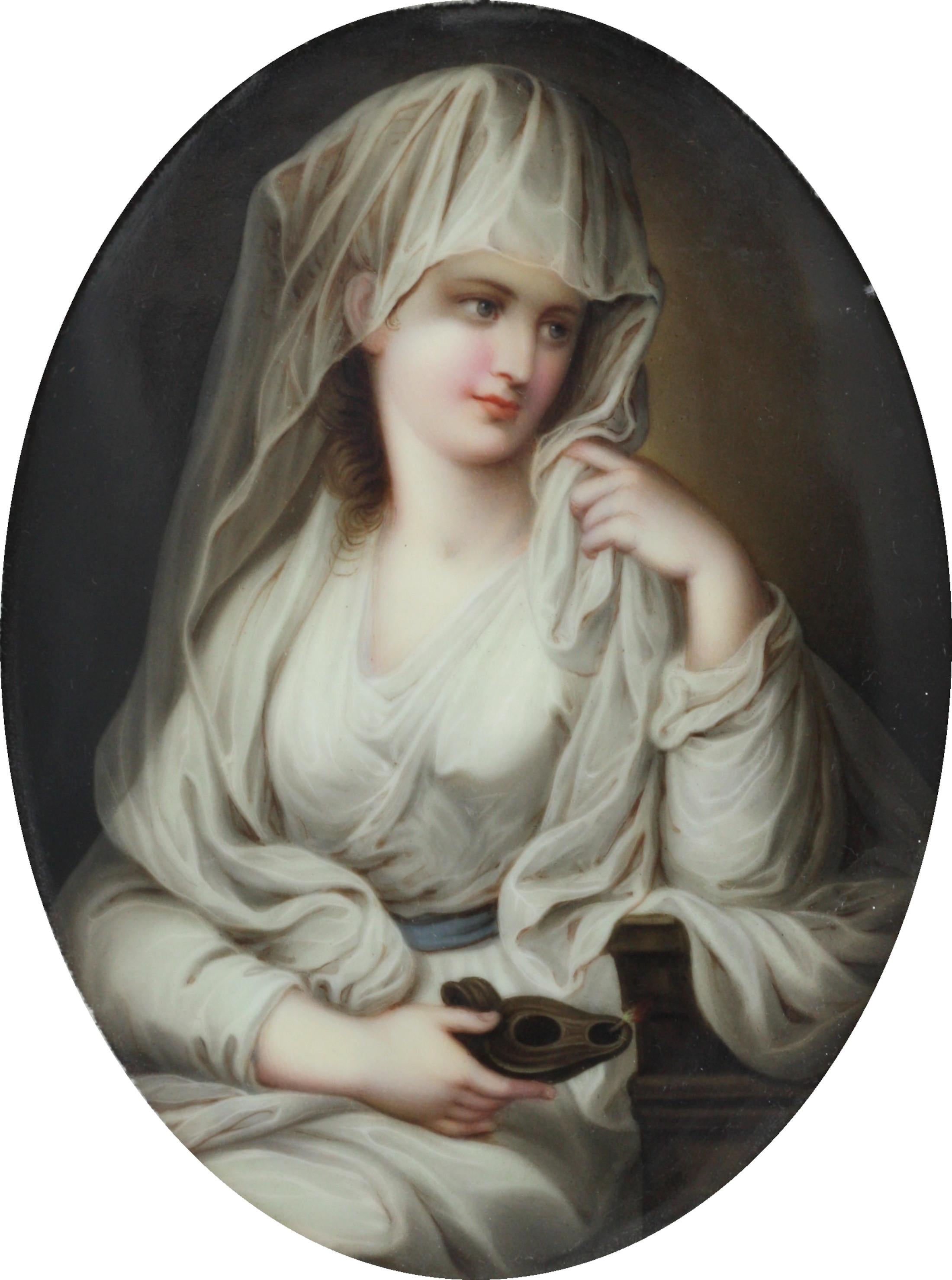 French Porcelain Oval Portrait Plaque For Sale 1