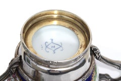 French Porcelain Silver Mounted Two-Handled Vase and Cover