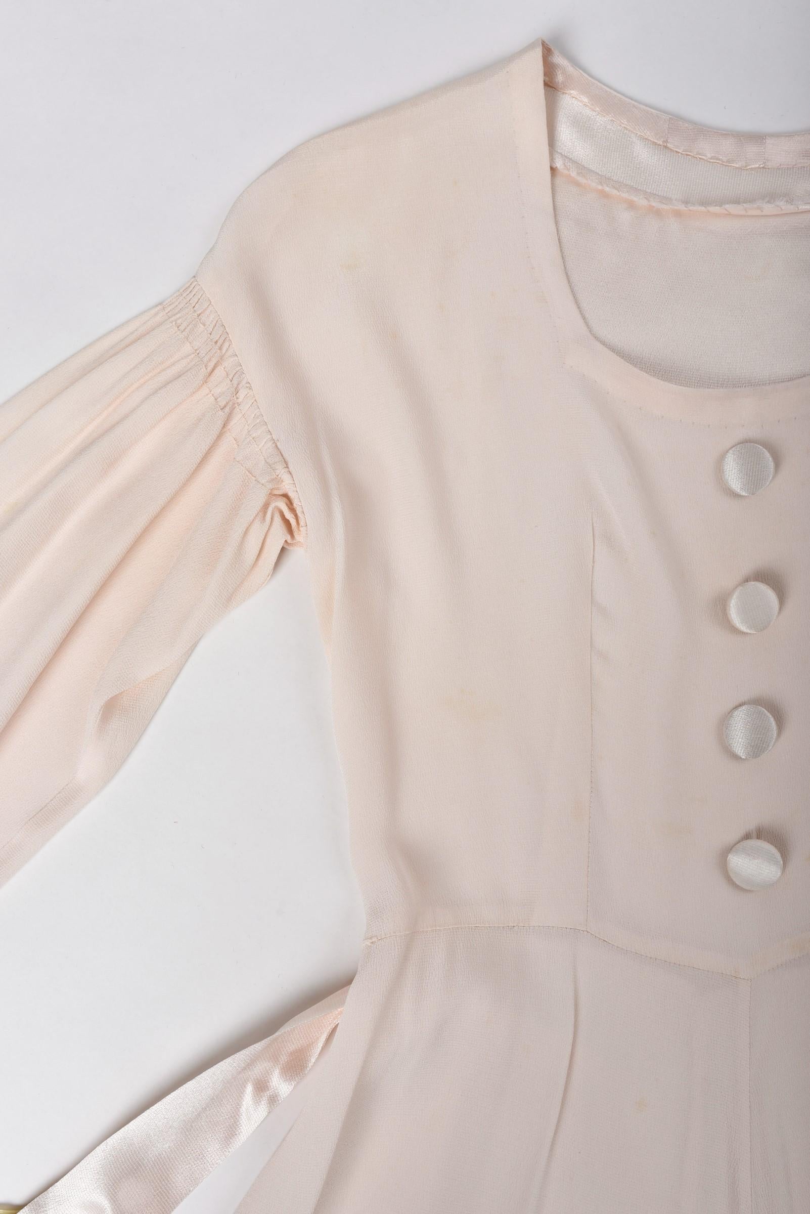 A French Powder Pink Crepe Satin Ceremonial Dress Circa 1940 For Sale ...
