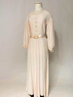 A French Powder Pink Crepe Satin Ceremonial Dress Circa 1940