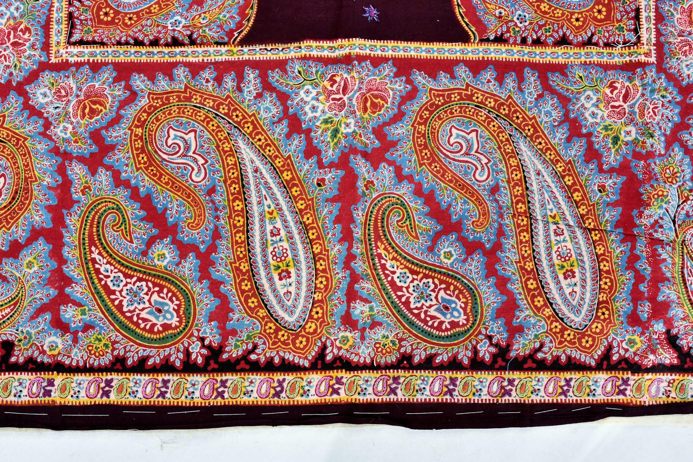A French Printed and embroidered Paisley Cotton Fichu Shawl - Alsace Circa 1870 10