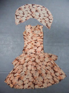 A French Printed Chiffon Couture Dress Circa 1930/1940