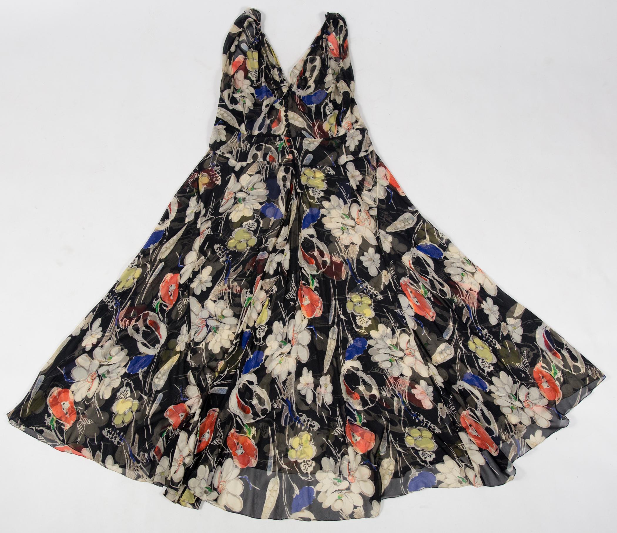 A French Printed Silk Chiffon Dress in the taste of Molyneux Circa 1935/1940 1