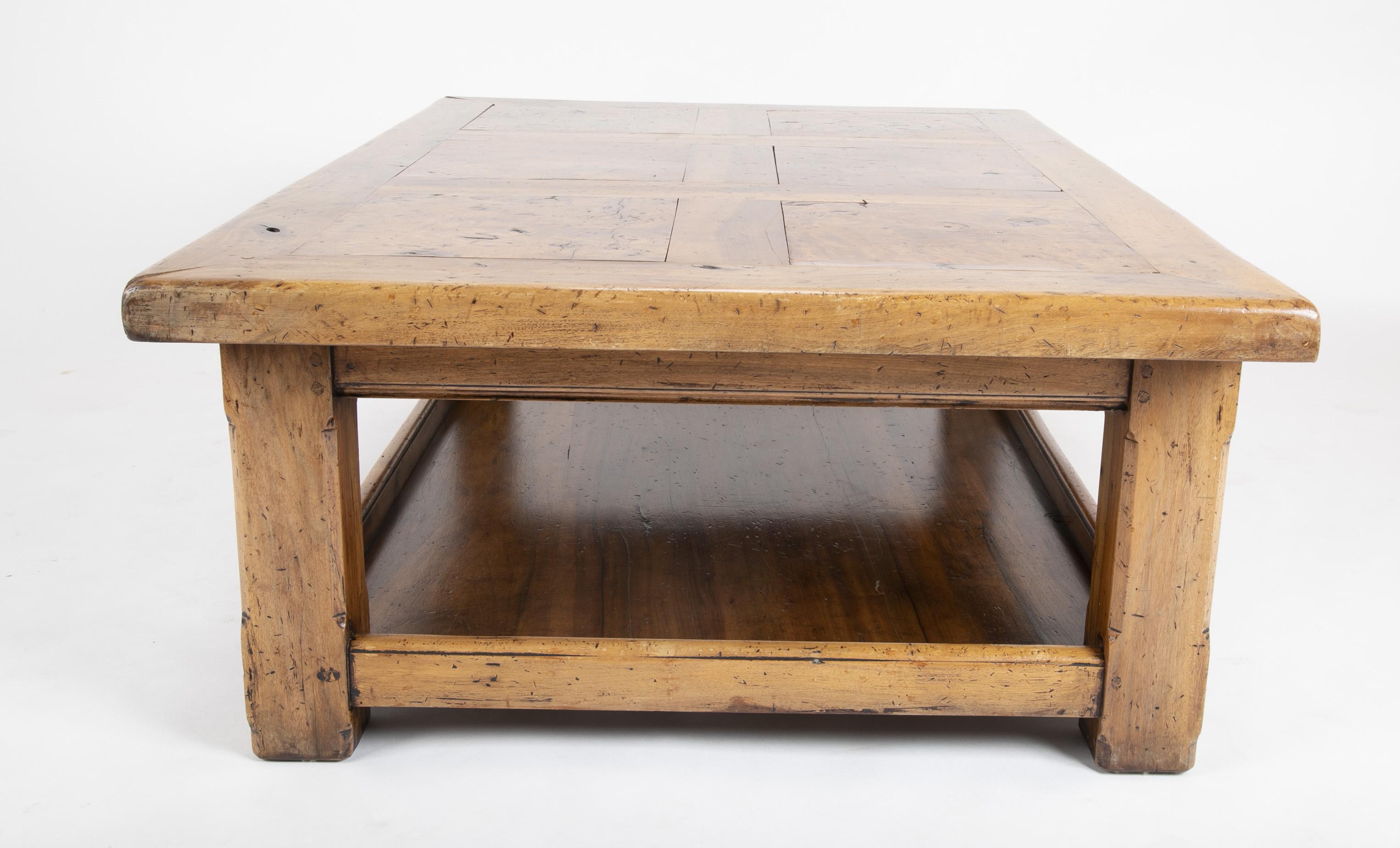 French Provincial Carved Walnut and Elm Coffee Table 3