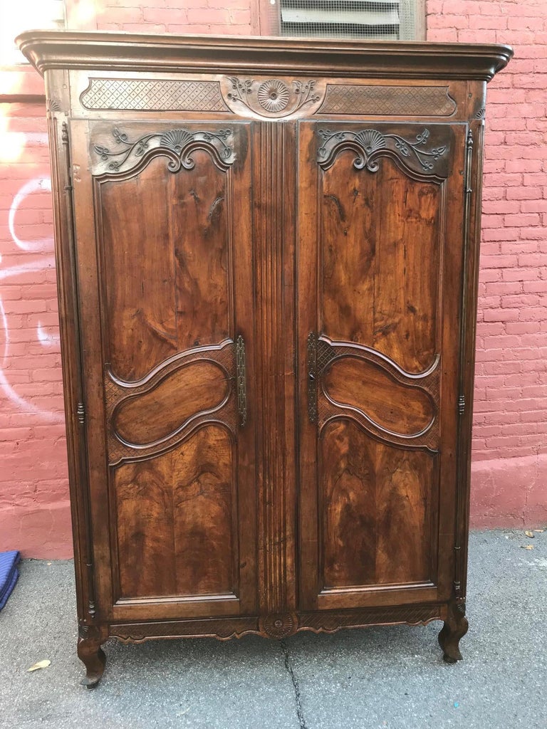 French Provincial Walnut Armoire For Sale at 1stDibs