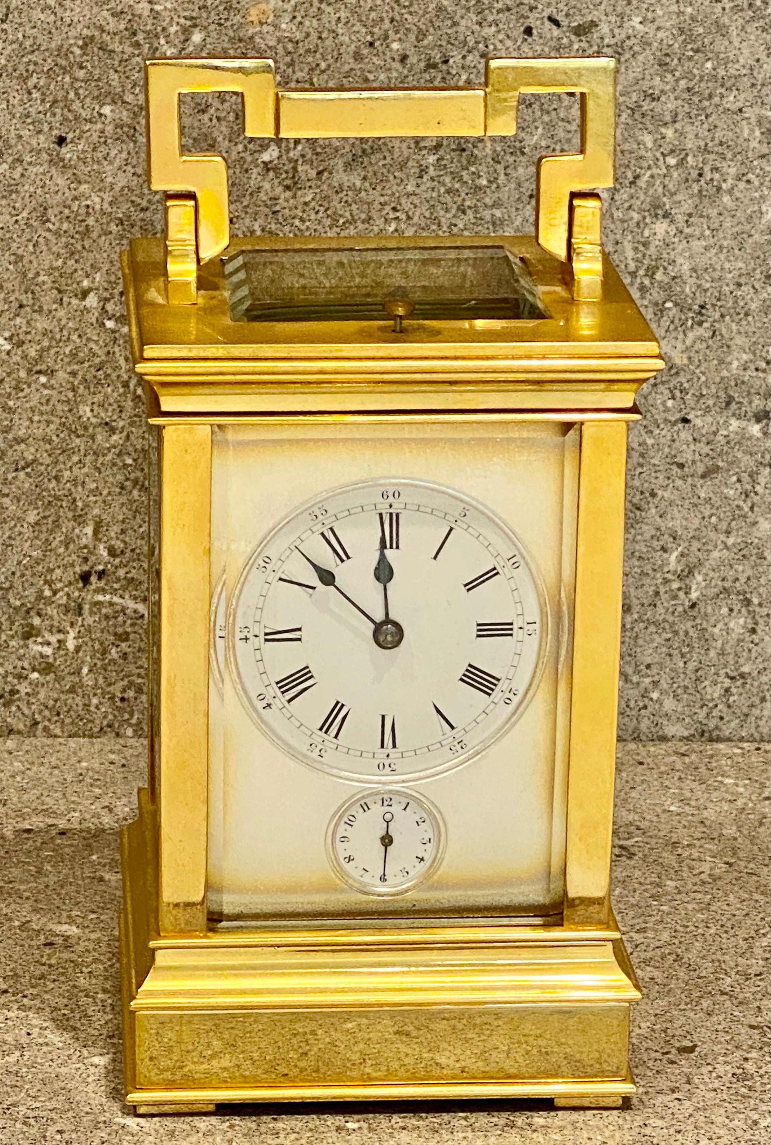 French Quarter Repeating Grand Sonnerie Carriage Alarum Clock Early 20th C In Good Condition In London, GB