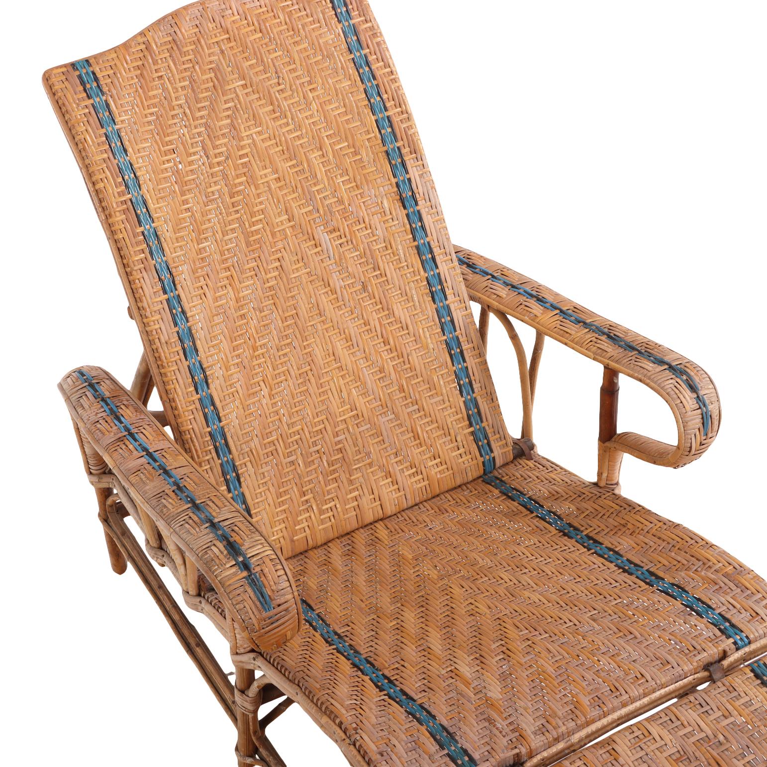 Rotin A.I.C., chaise longue en rotin, C. 1900. en vente