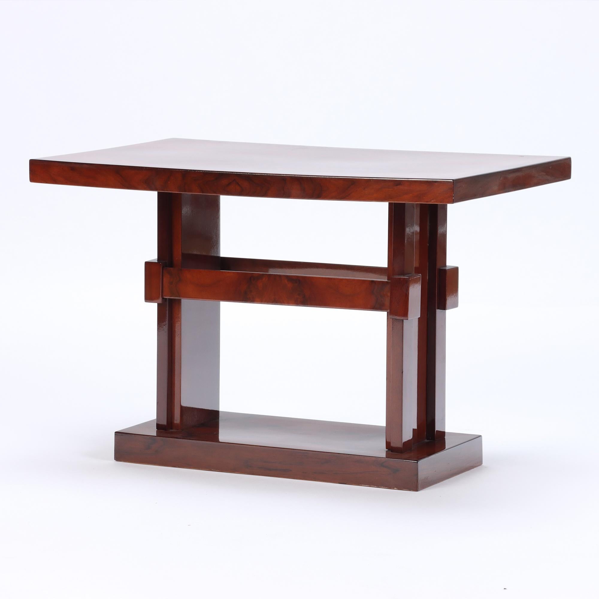 Mid-Century Modern Table rectangulaire française en broussin et bois de ronce, vers 1940 en vente