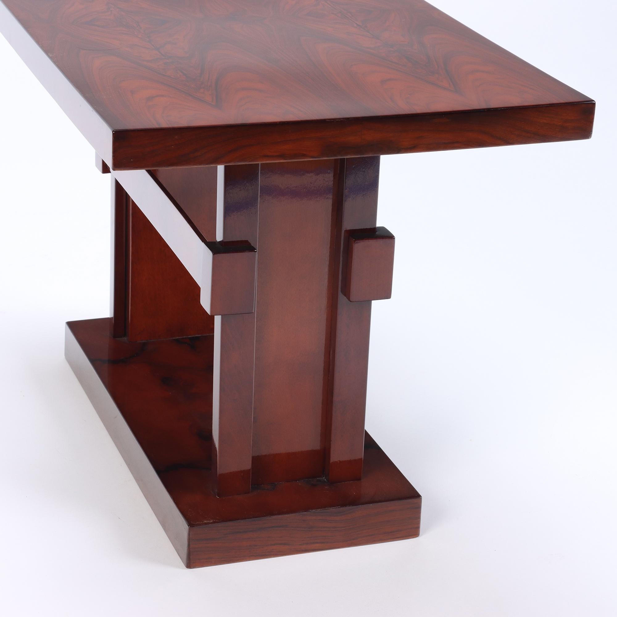 French Rectilinear Burl Wood Table, C 1940 In Good Condition For Sale In Philadelphia, PA