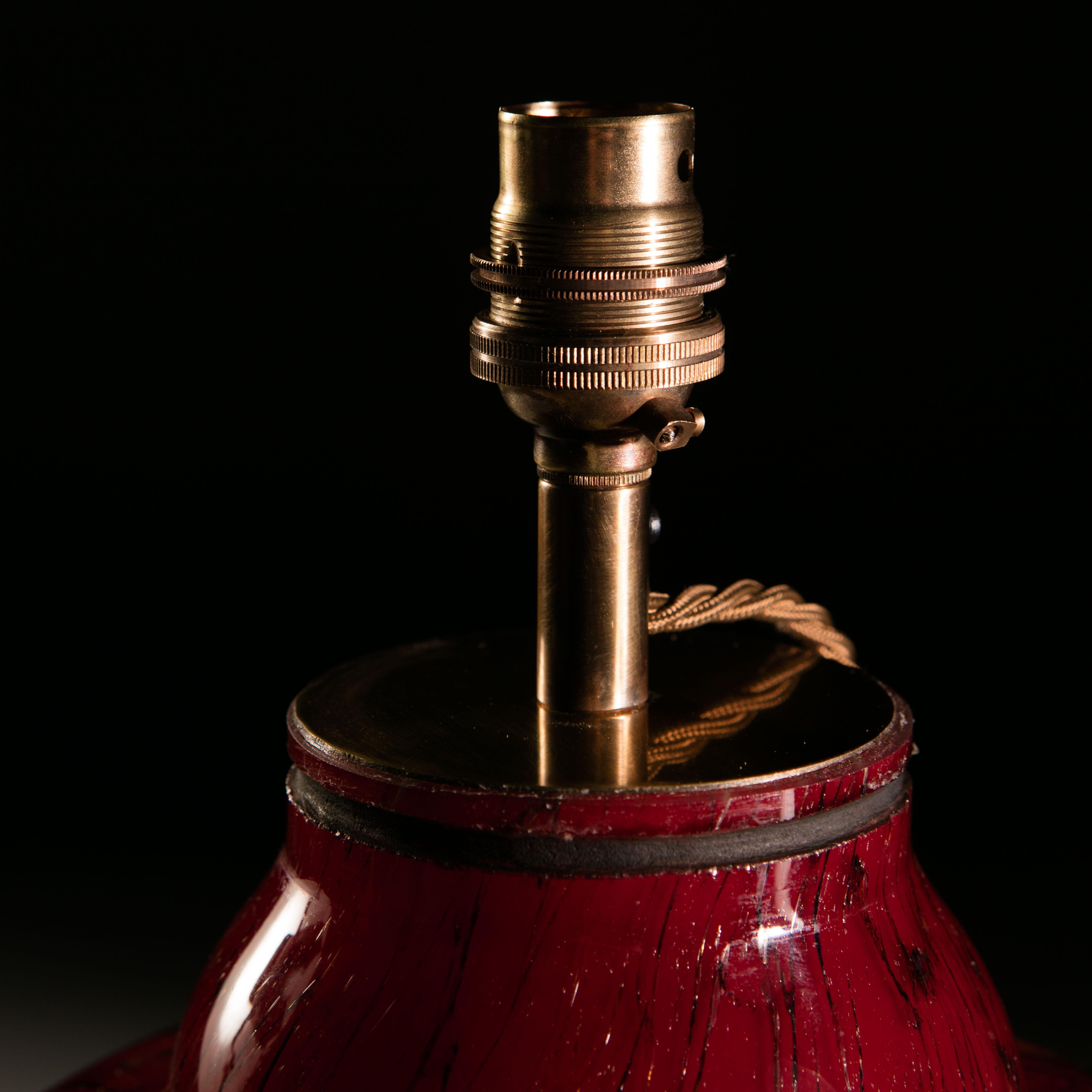 An unusual mid-20th century French art glass vase, now converted as a lamp. 

Please note: lampshade not included.

Currently wired for the UK.