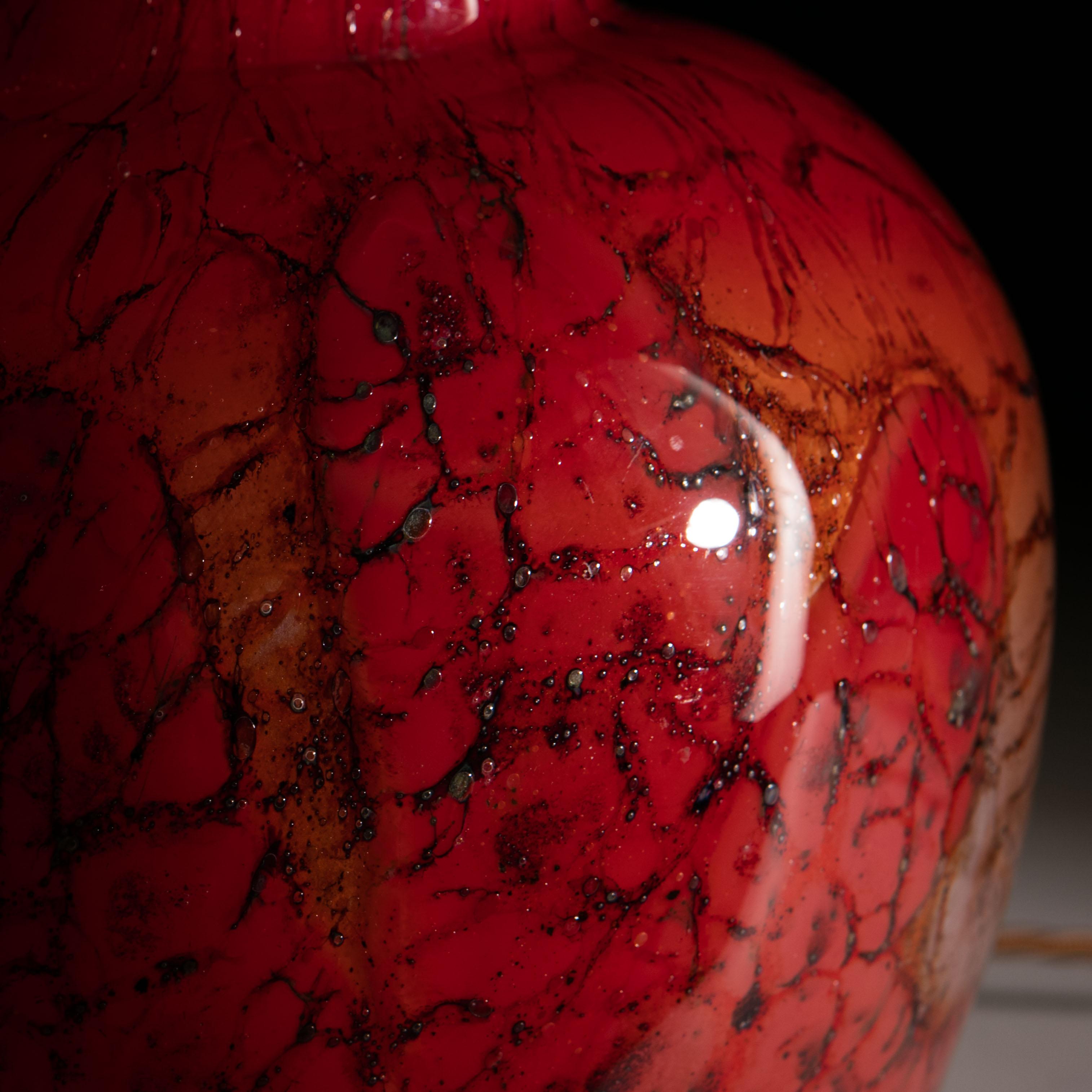 French Red Art Glass Vase as a Table Lamp 2