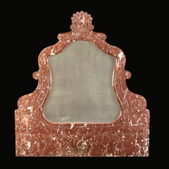 French Red Marble Overmantle Mirror