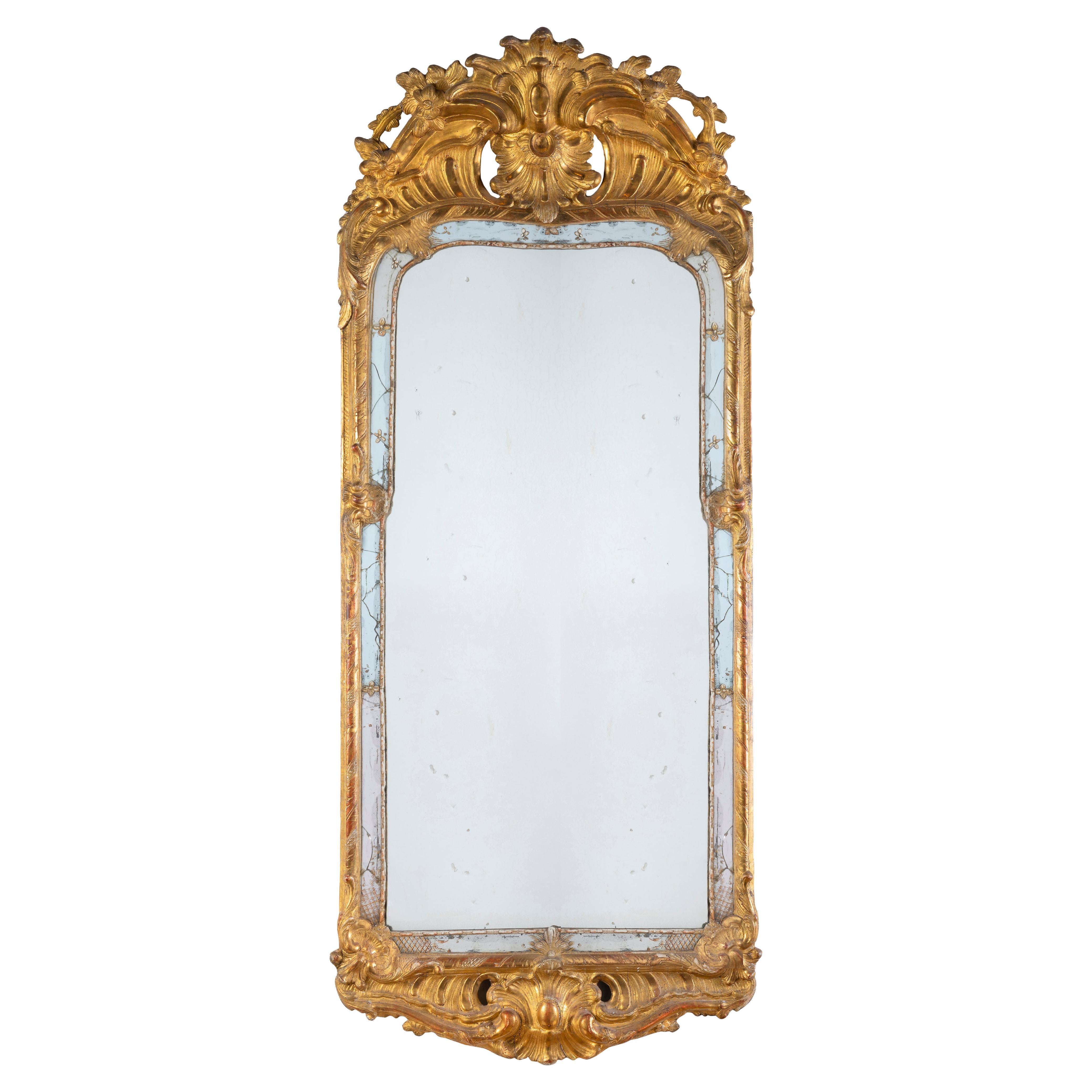 A French Régence Gilt Hall Mirror, 18th Century