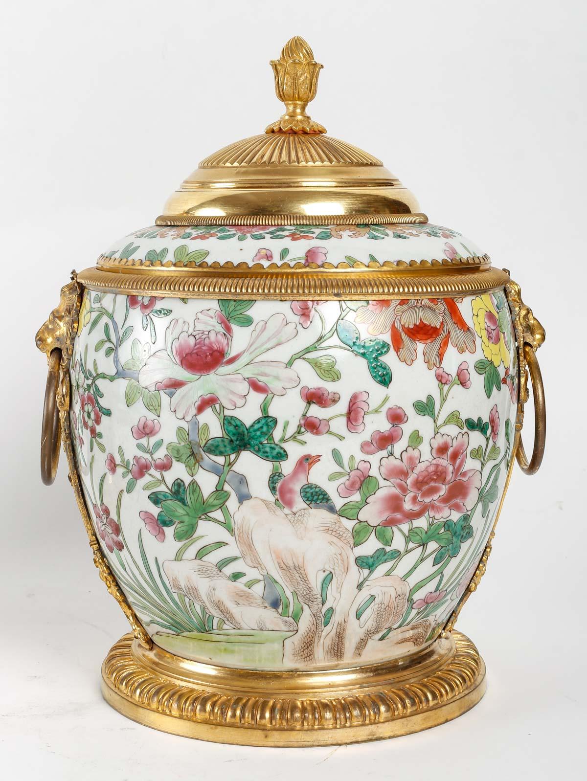 Louis XIV  A French Regence Style Ormolu-Mounted Chinese Porcelain Pair of Ginger Jar