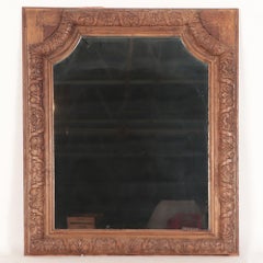 French Relief Carved Oak Mirror, circa 1920