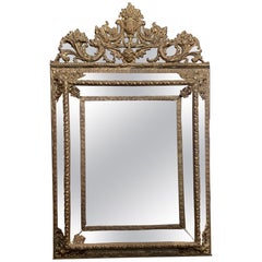A French Repousse Brass Surround Mirror, 19th Century