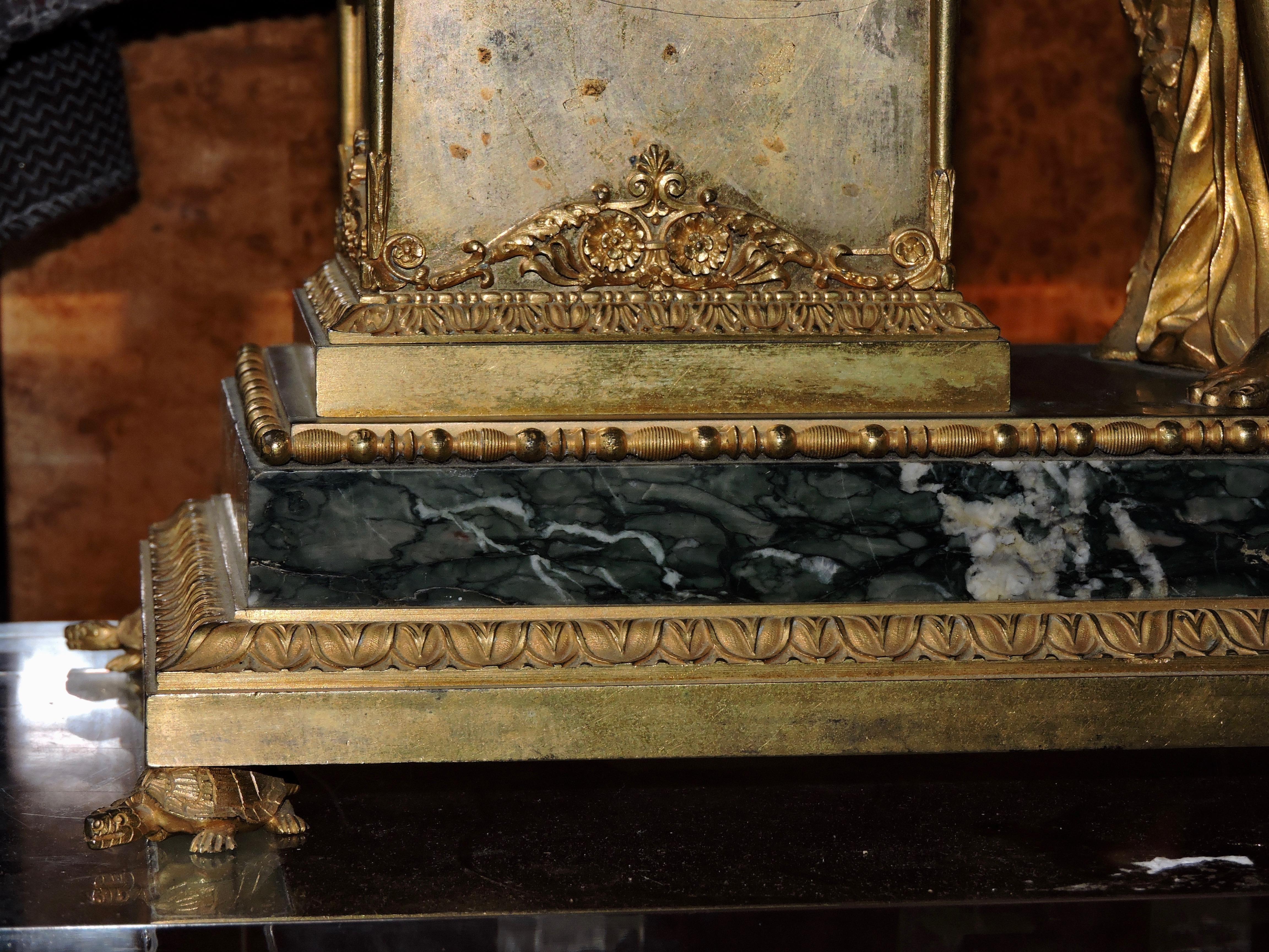 French Restauration Marble and Ormolu Mantle Clock 5
