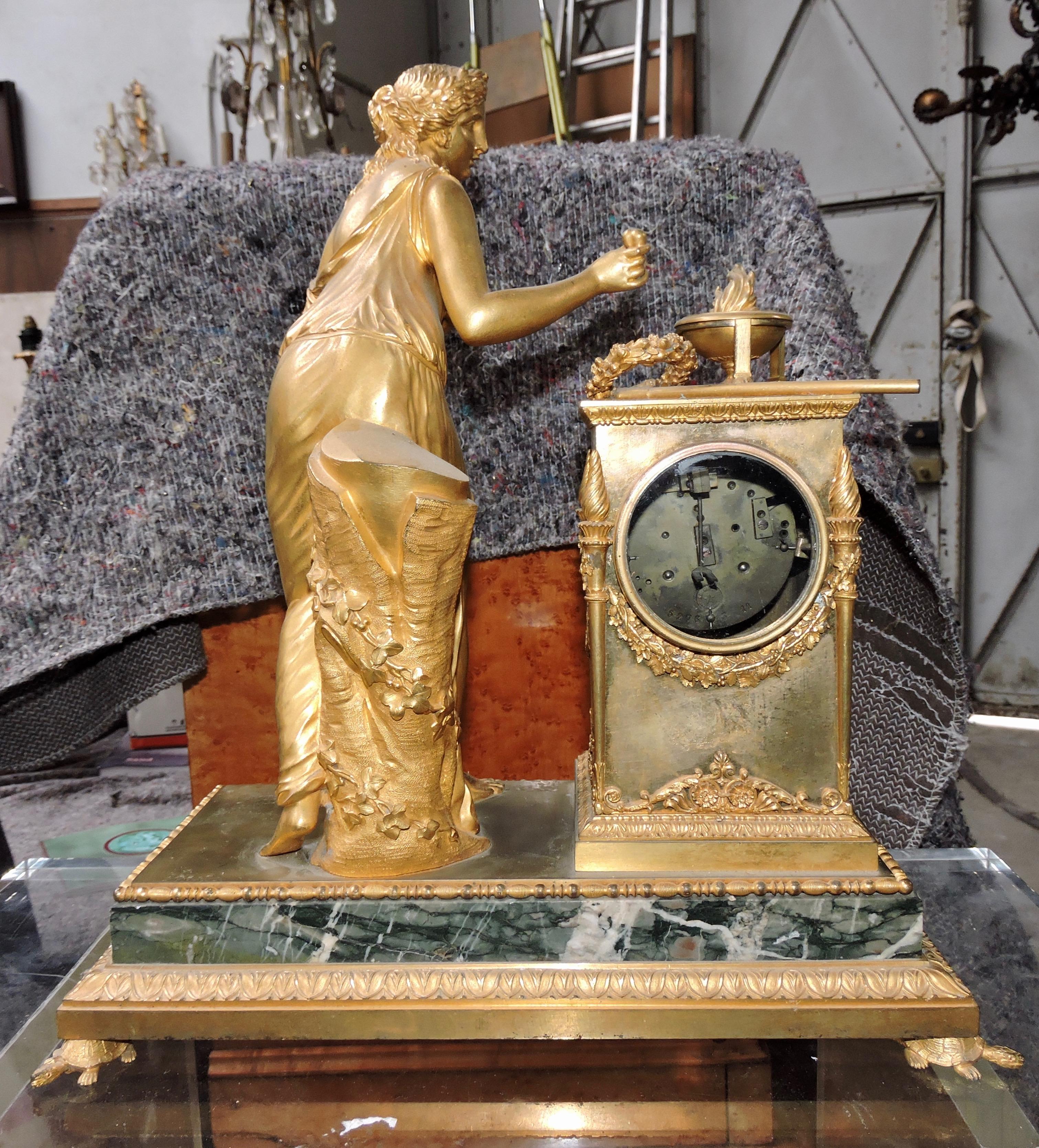 Mid-19th Century French Restauration Marble and Ormolu Mantle Clock