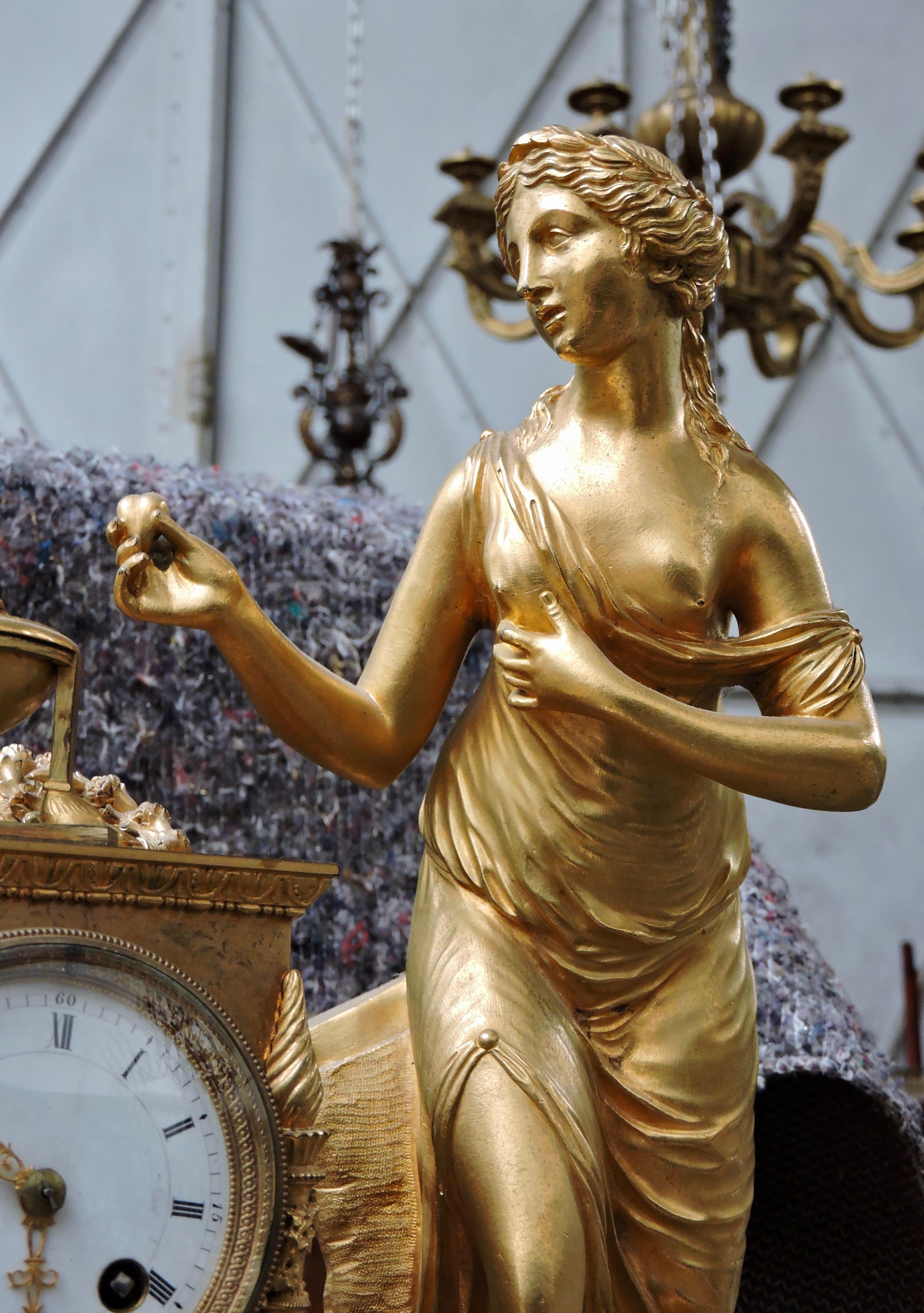 French Restauration Marble and Ormolu Mantle Clock 2