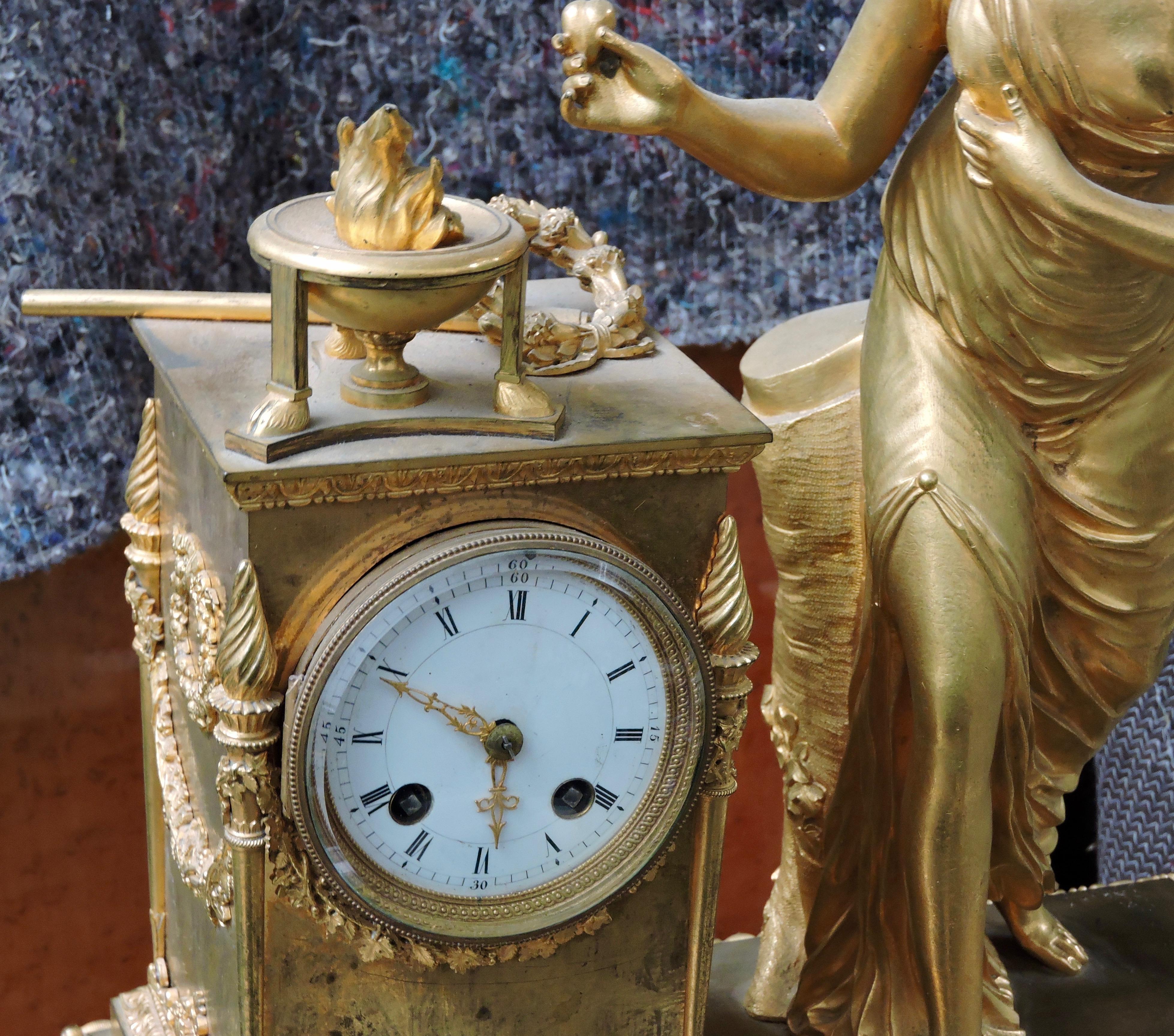 French Restauration Marble and Ormolu Mantle Clock 3