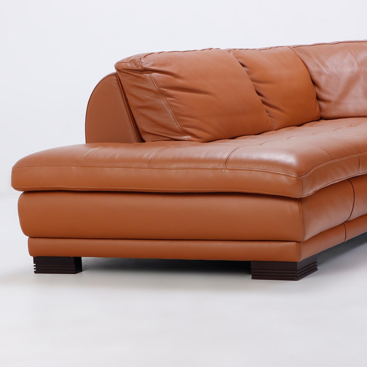 Adam Style A French Roche Bobois leather sectional sofa. For Sale