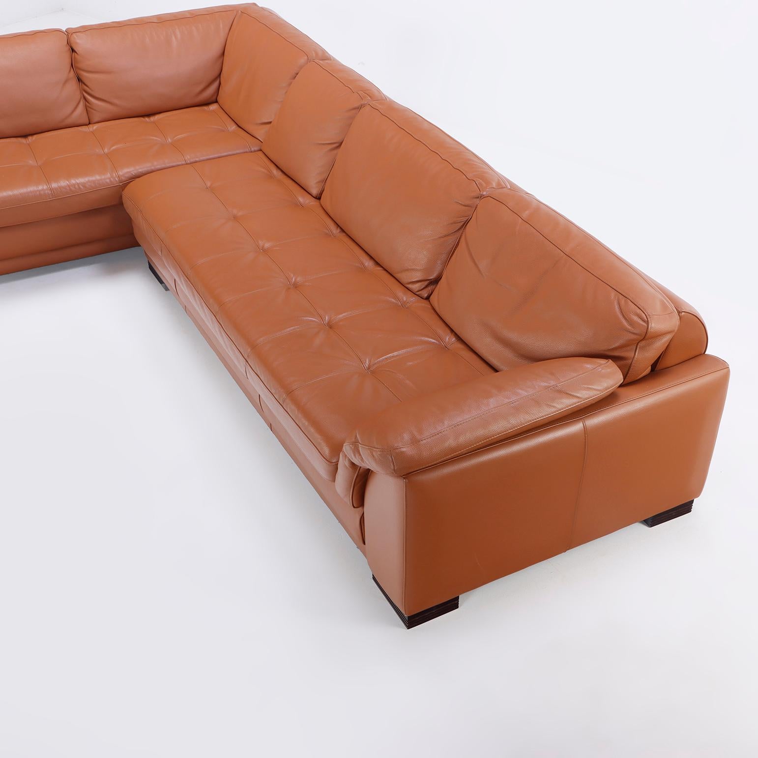 20th Century A French Roche Bobois leather sectional sofa. For Sale