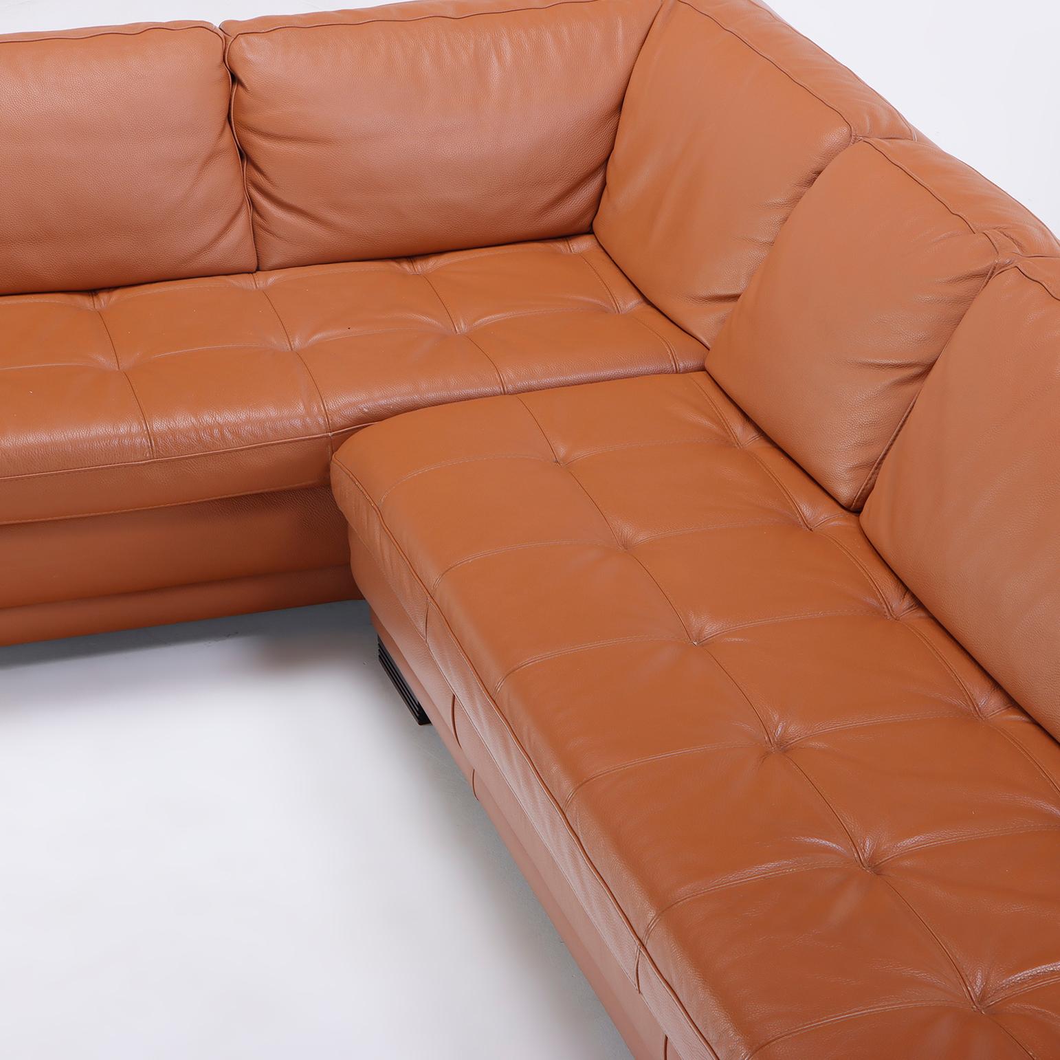 Leather A French Roche Bobois leather sectional sofa. For Sale