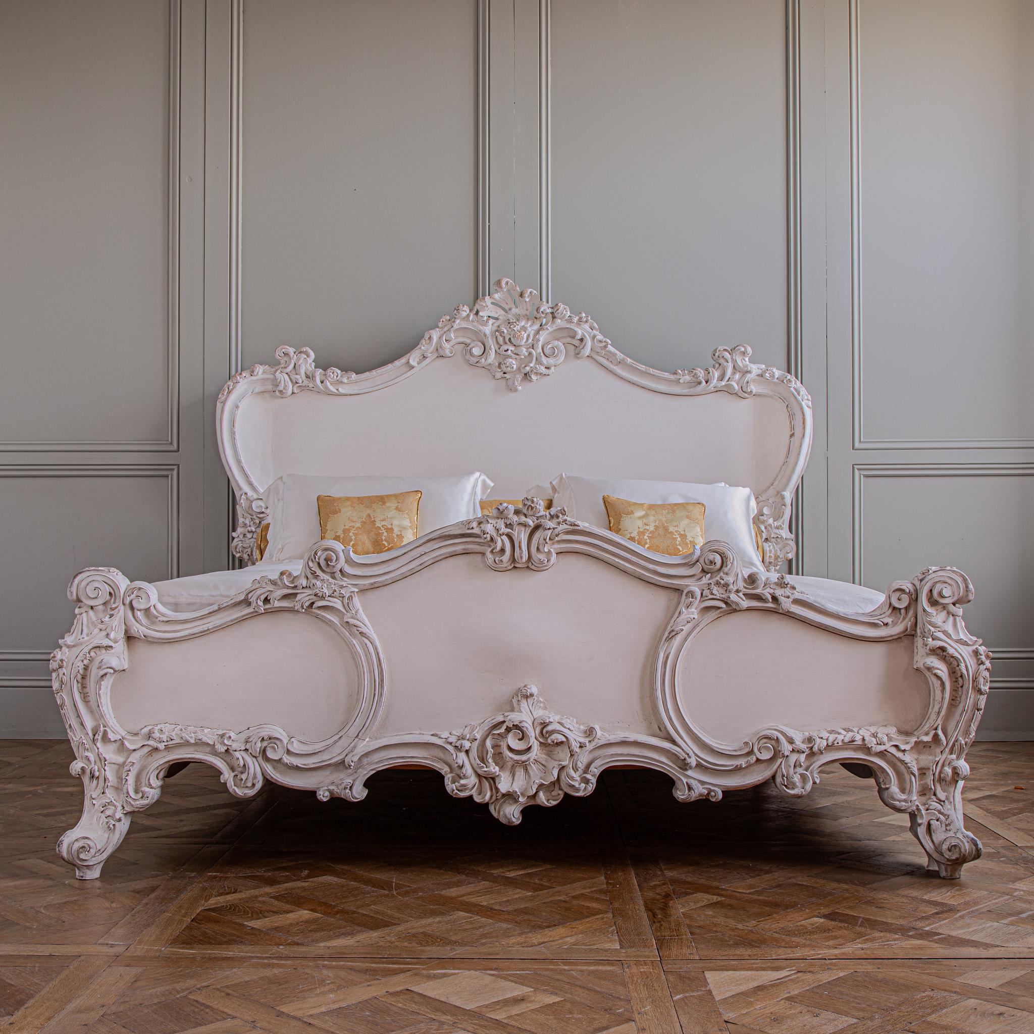 Contemporary A French Rococo Style 'Cherub' Bed Painted In White Gesso By La Maison London For Sale