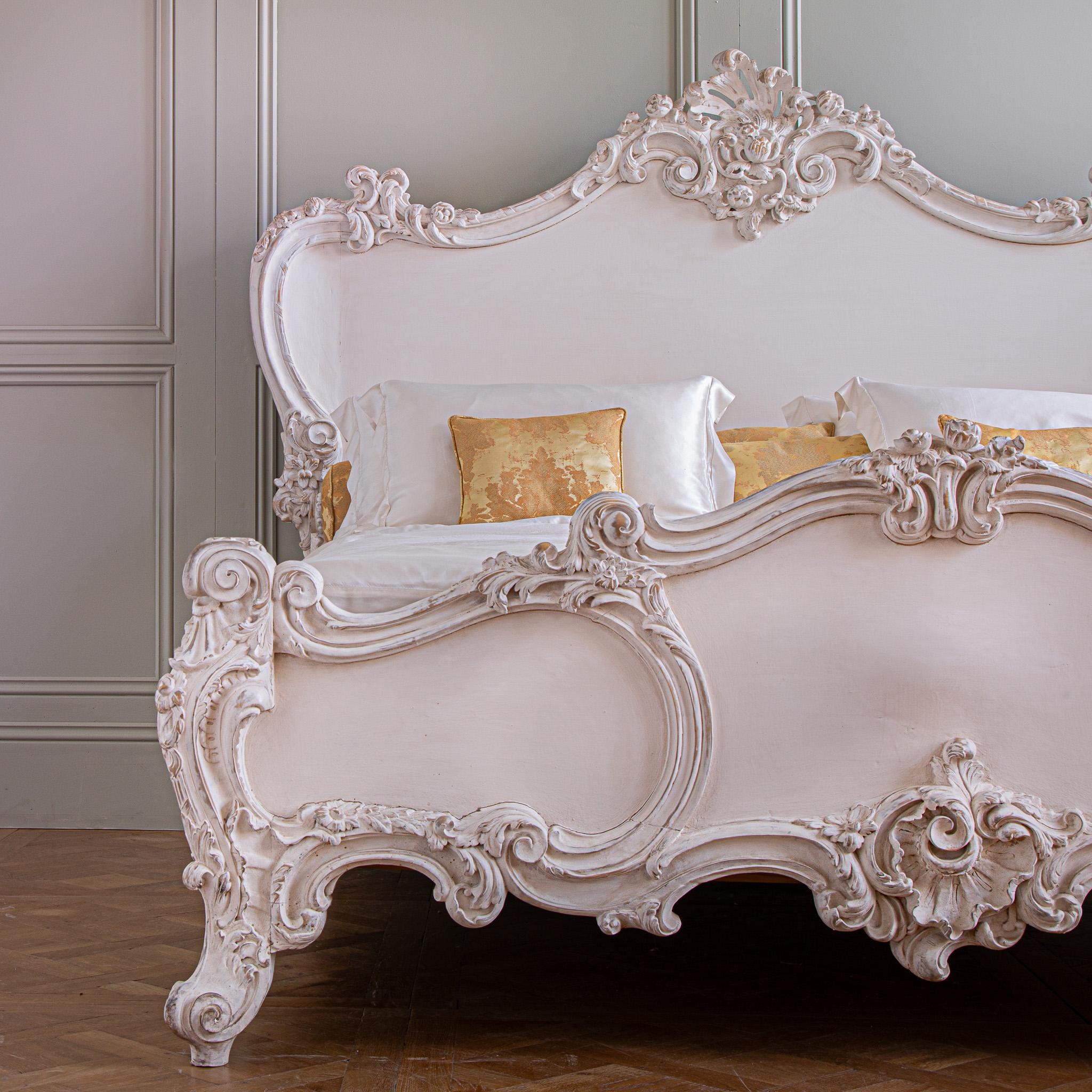 A French Rococo Style 'Cherub' Bed Painted In White Gesso By La Maison London For Sale 1