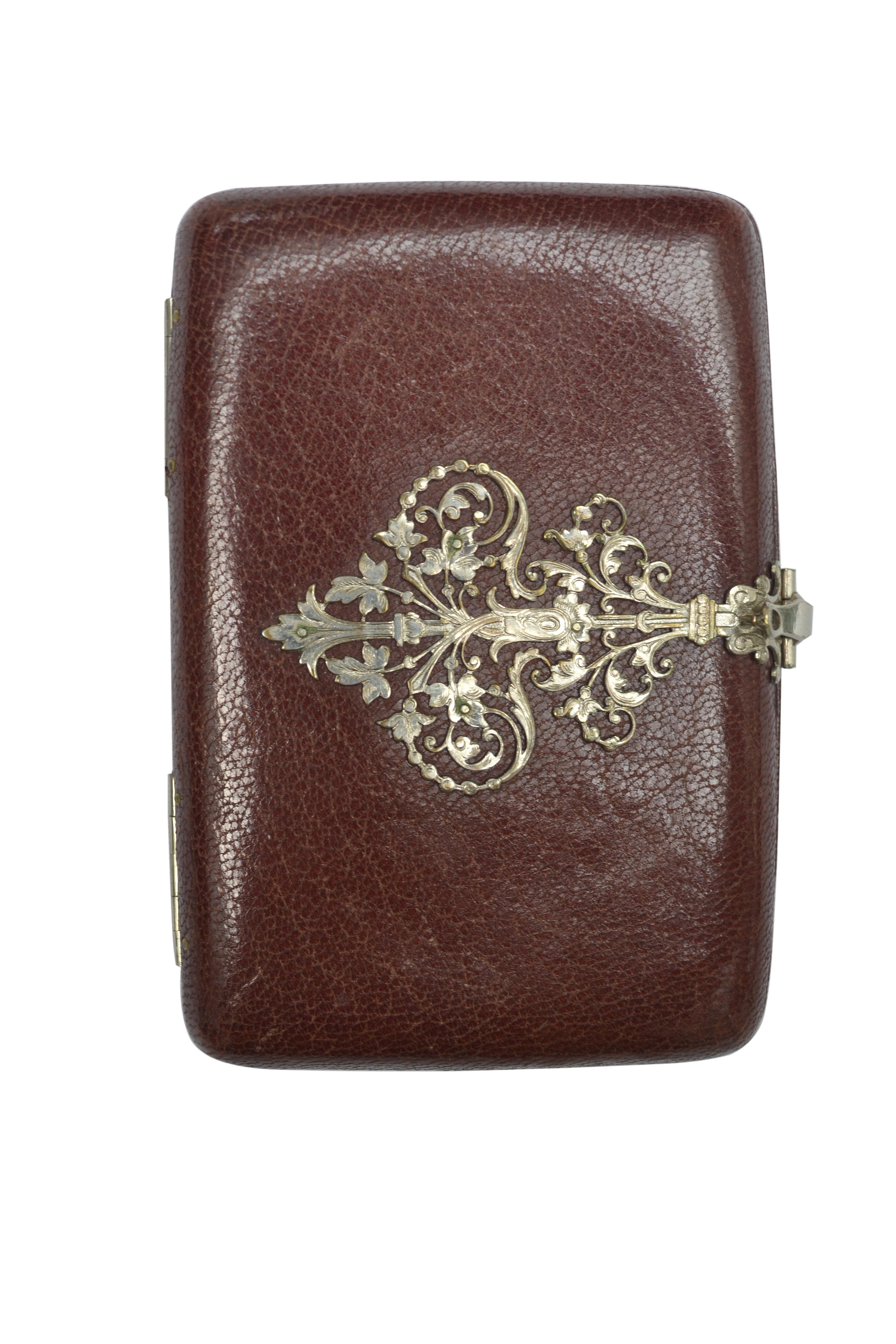 Silver French Roman Missal, Notebook and Coins/Rosary Purse Set Dated 1878 For Sale